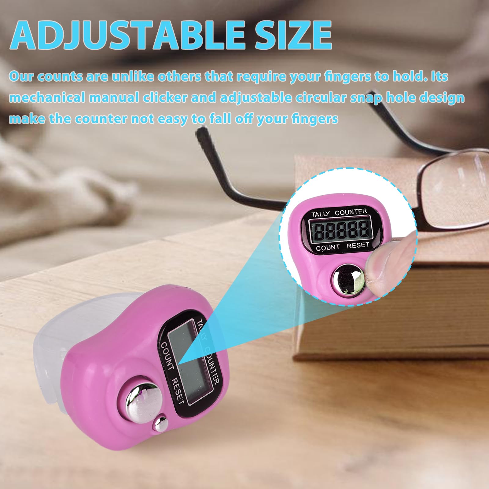 Nizirioo Contador de dedos mini LED digital 20 unidades contador de mano mecánico anillo con pantalla LCD para golf deportes