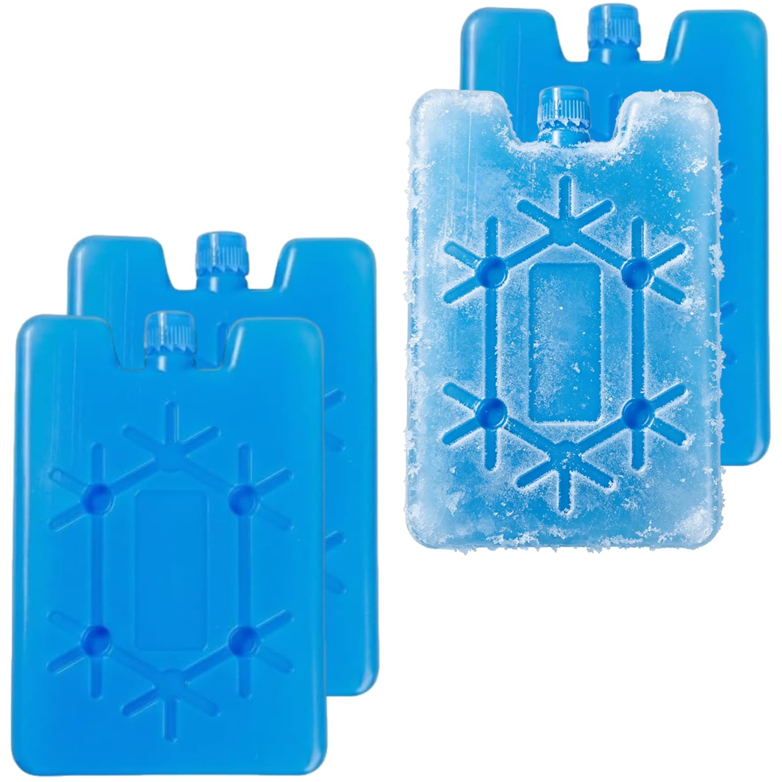 4-Piece Freezer Blocks,Freezer Blocks for Cool Bags,Plastic Hip Flask Design for Outdoor Events and Social Gatherings New Plum Blue Ice Packs for Cooler Bags, Ice Case Cooler Set for Food Preservation