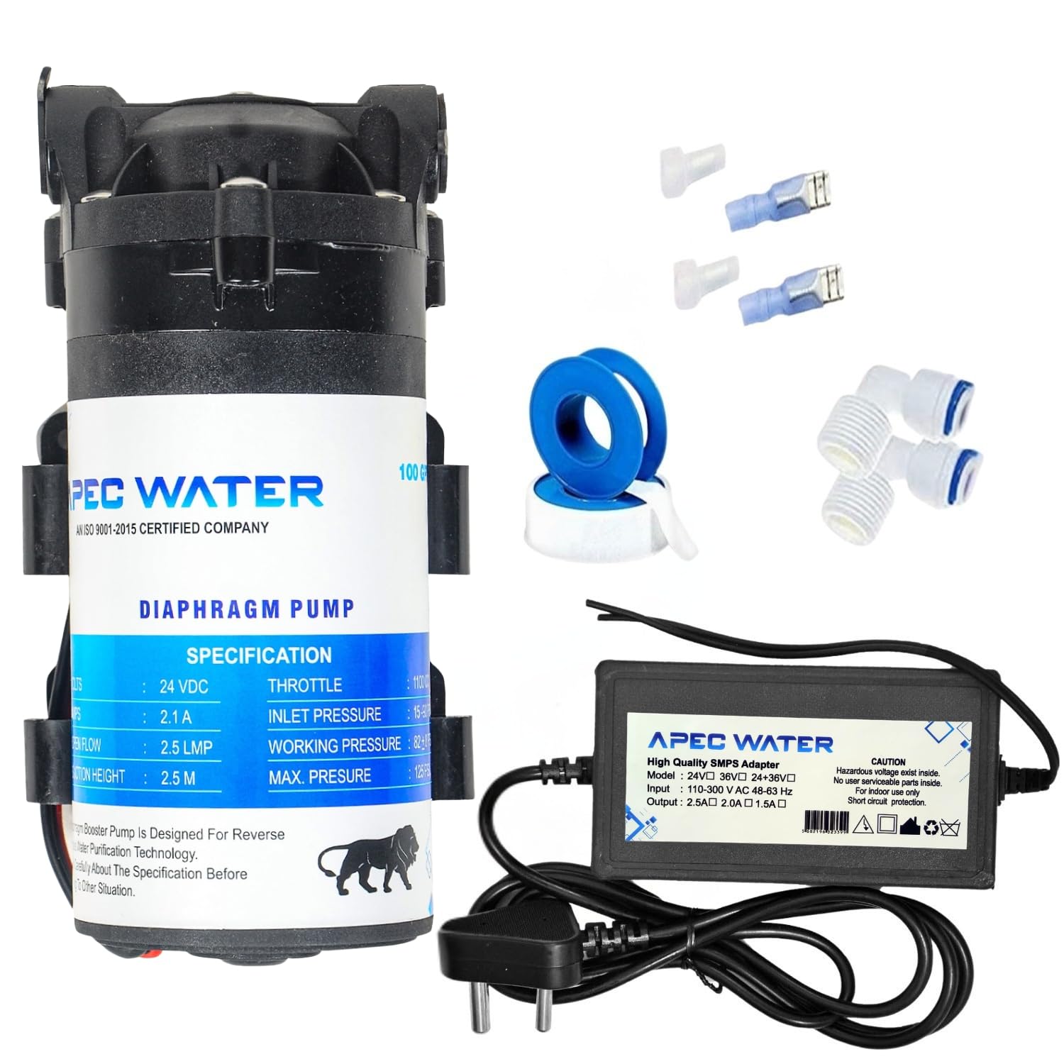 Apec Water Purifier Service Kit With Booster Pump 100 GPD Suitable for All Types of Water Purifiers with SMPS Adaptor - 24V DC, 2.5A Solid Filter Cartridge-image-29