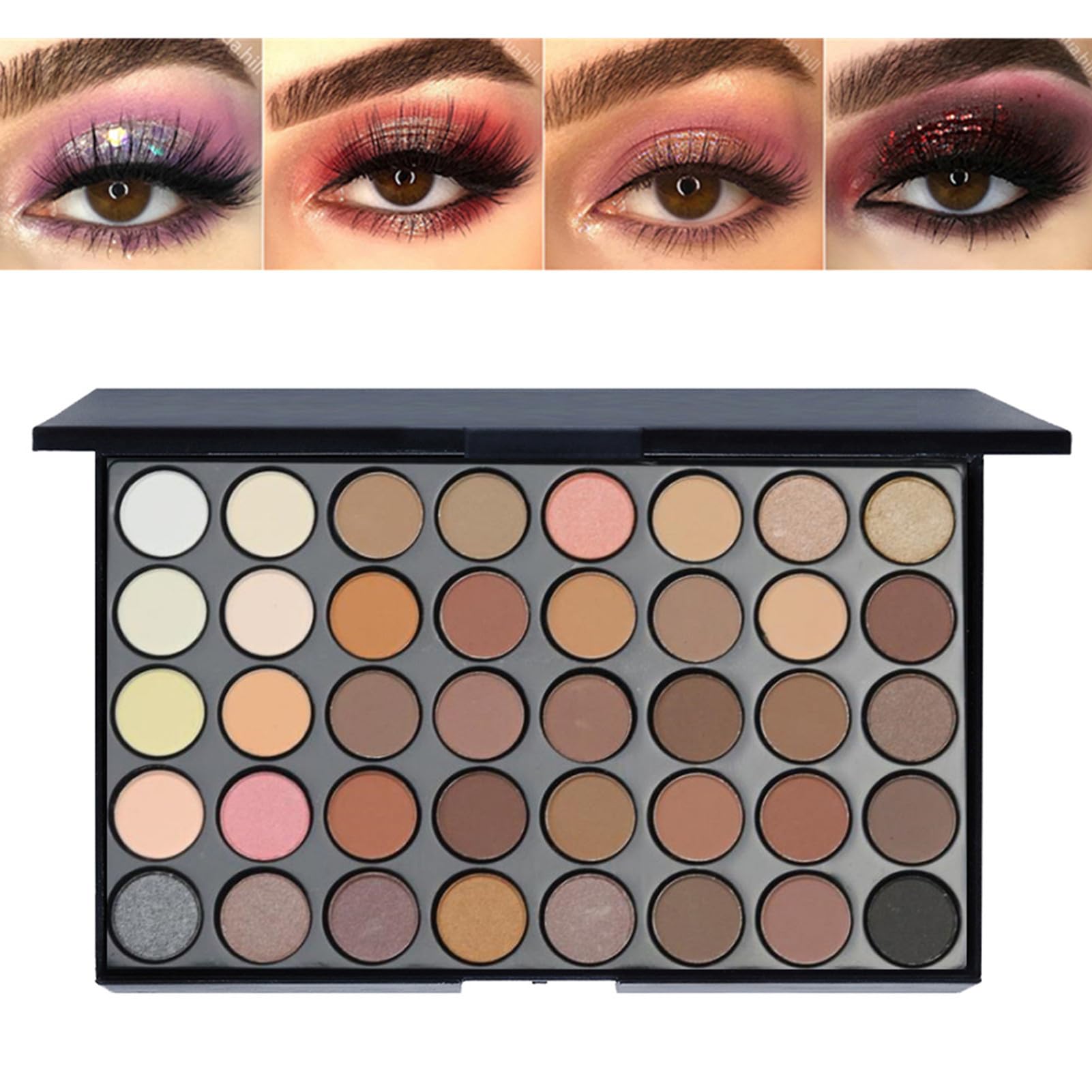 BONNIE CHOICE 40 Colors Neutral Smokey Makeup Eyeshadow Palette, Professional High Pigmented Matte Glitter Black Grey Naked Nude Brown Makeup Pallet Waterproof Long Lasting Eye Shadow Powder