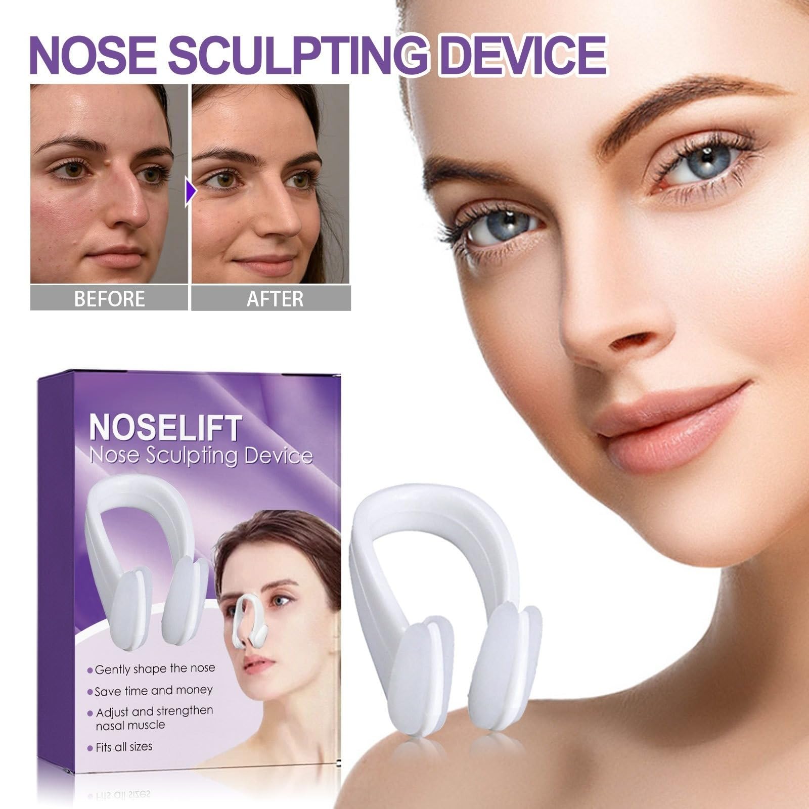 klips na nos do mostka nosowego, magiczny klips do bezbolesnego podniesienia nosa | Silikonowe klipsy do wyszczuplania i prostowania szerokiego nosa, korektor twarzy unisex, bez bólu, naturalne piękno.