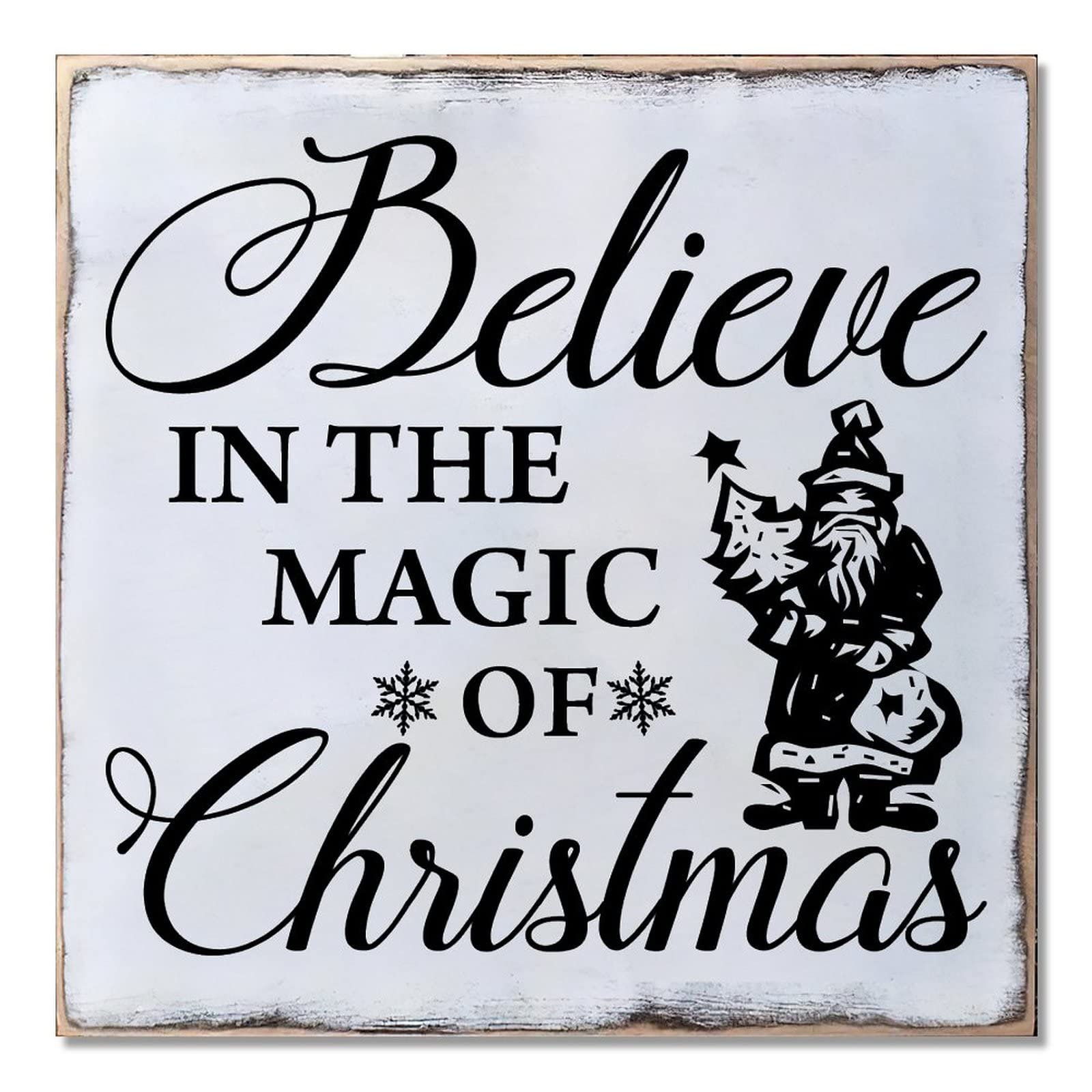 Plaque en bois Believe in The Magic of Christmas suspendue pour mur et porte 40cm