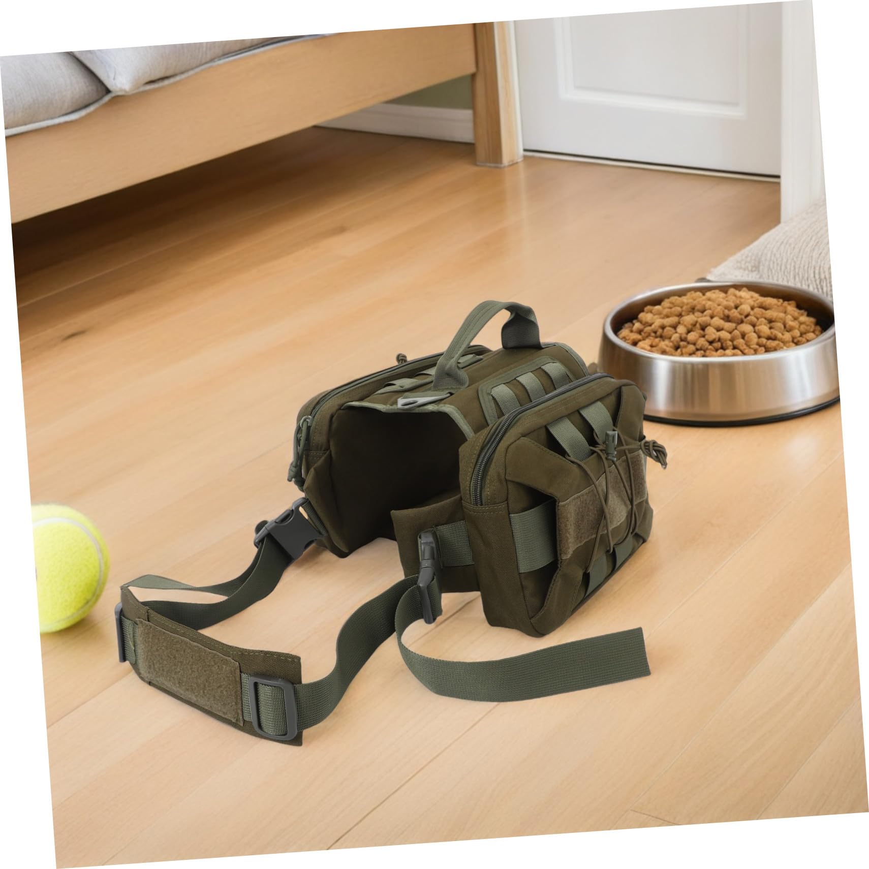 Porte-Charge pour Chien Large avec Poches Latérales Harnais Réglable pour Randonnée Sacoche de Selle Ergonomique pour Chiens de Fermeture Rapide Équipement de Voyage Mains Dégagées