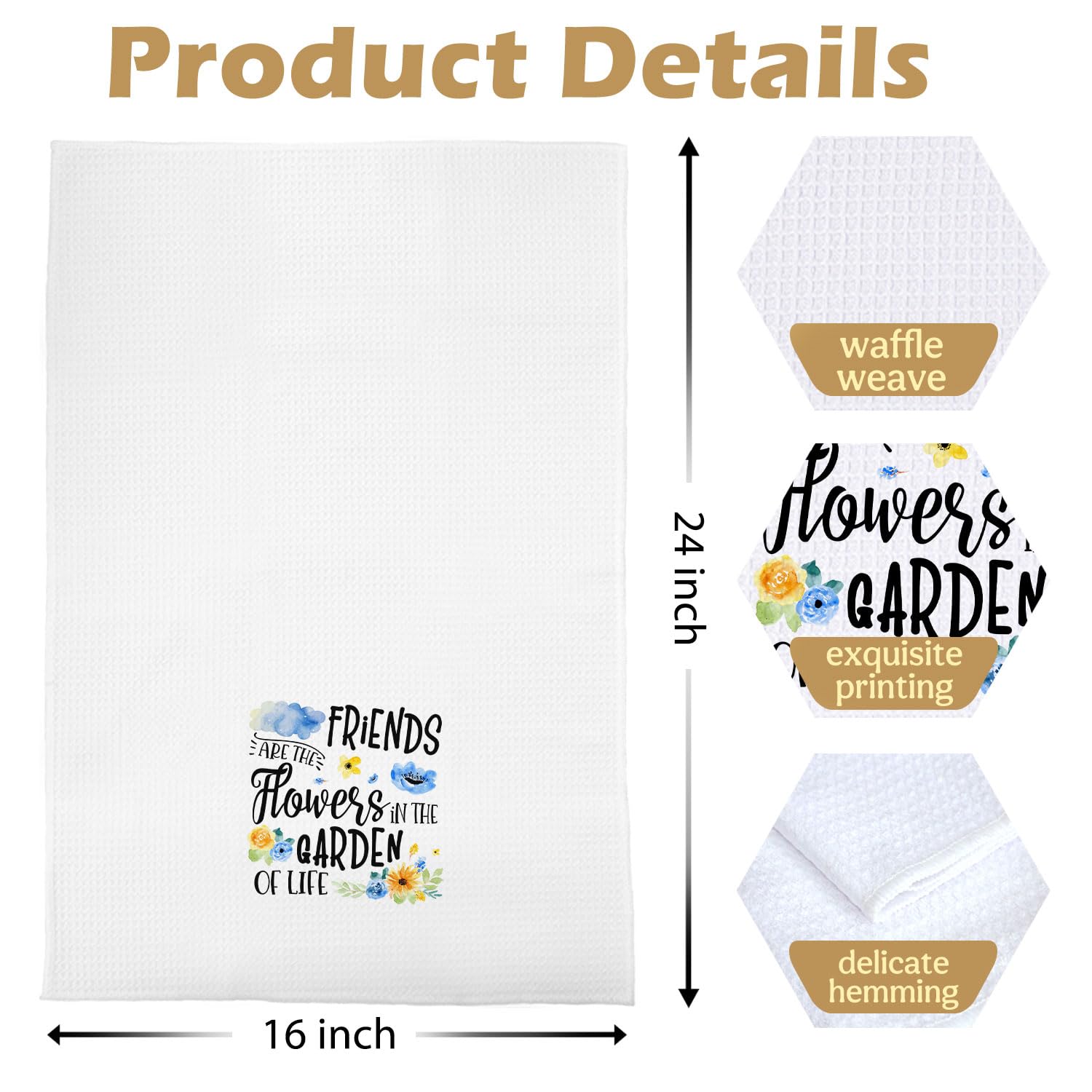 Hostess Gifts Dish Towels - Funny Decorative Waffle Weave Kitchen Towels, Friend Gifts Hand Tea Towel, Friends Gift for Women, 16×24 Inches