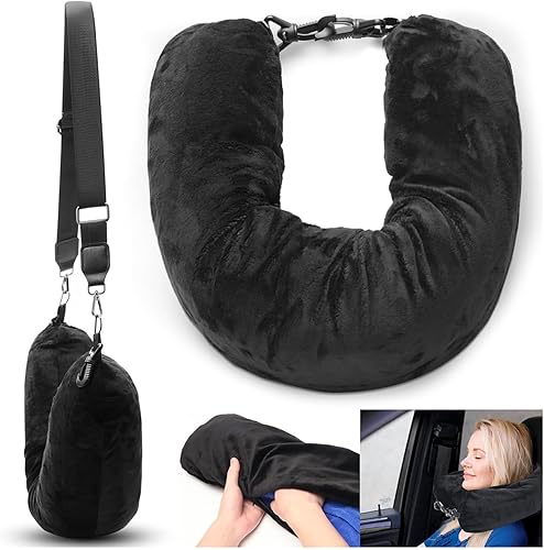 Miniatura 4 de Almohada de viaje para el cuello, almohada de viaje autollenada, almohada cervical para el cuello, almohada de viaje portátil que ahorra espacio,