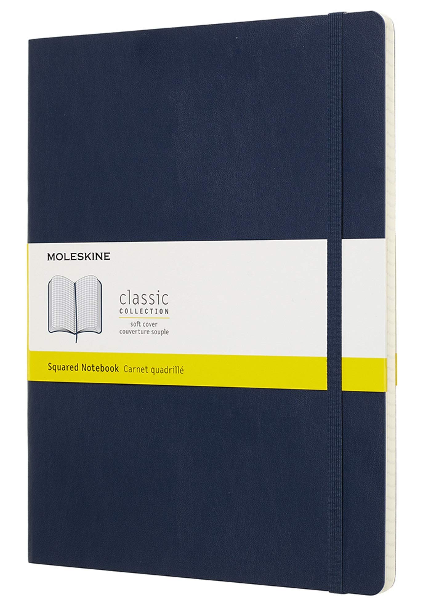 Moleskine Classic Squared Paper Notebook, Soft Cover and Elastic Closure Journal, Color Sapphire Blue, Size Extra Large 19 x 25 A4, 192 Pages
