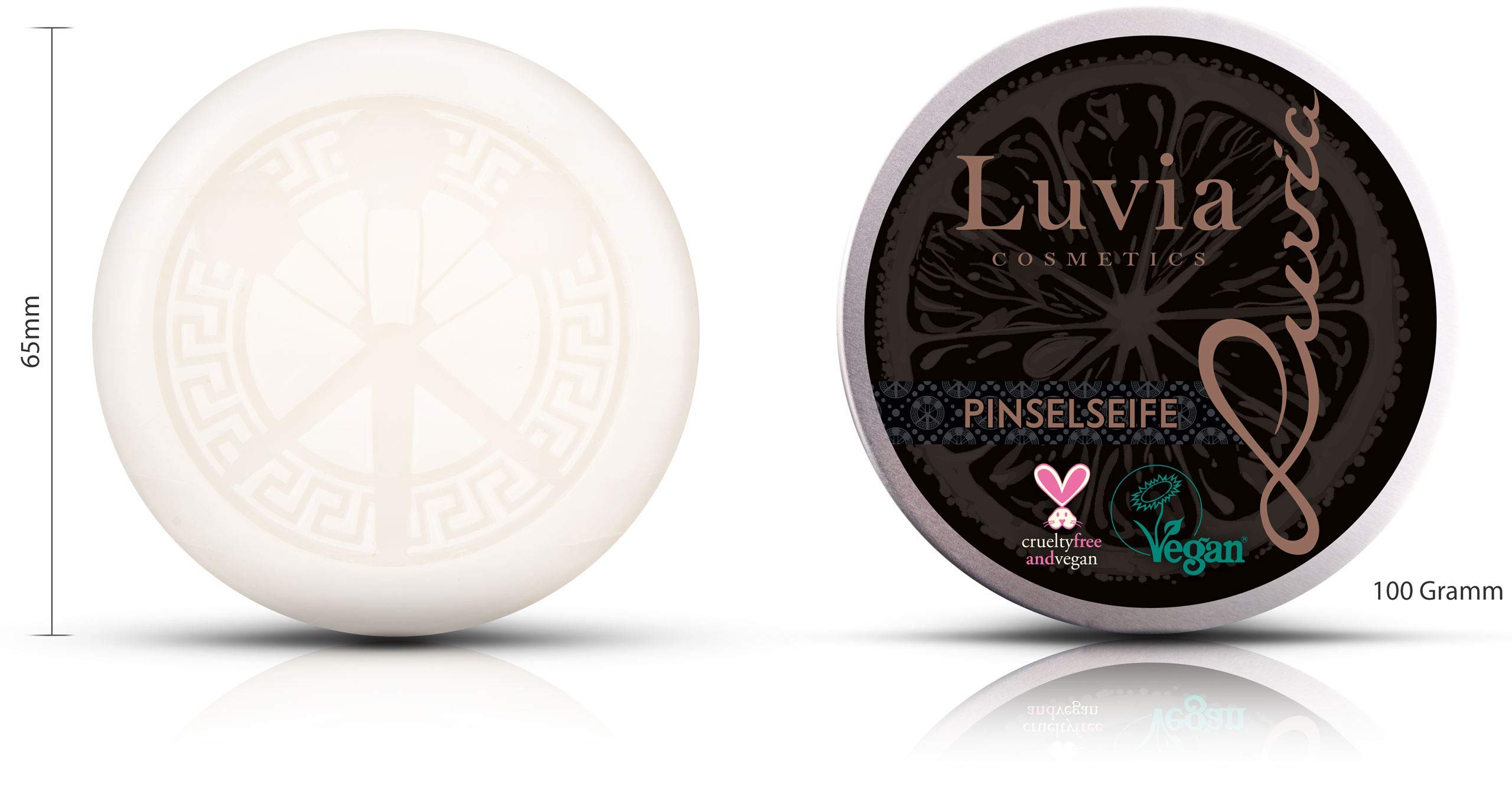 Pinselset Make-Up Von Luvia, Schminkpinsel & Luvia Pinselseife Kosmetik - Essential Brush Soap Citro – Zur Kosmetik-Pinsel-Reinigung – Ideale Beauty-Blender Seife – 100g XXL