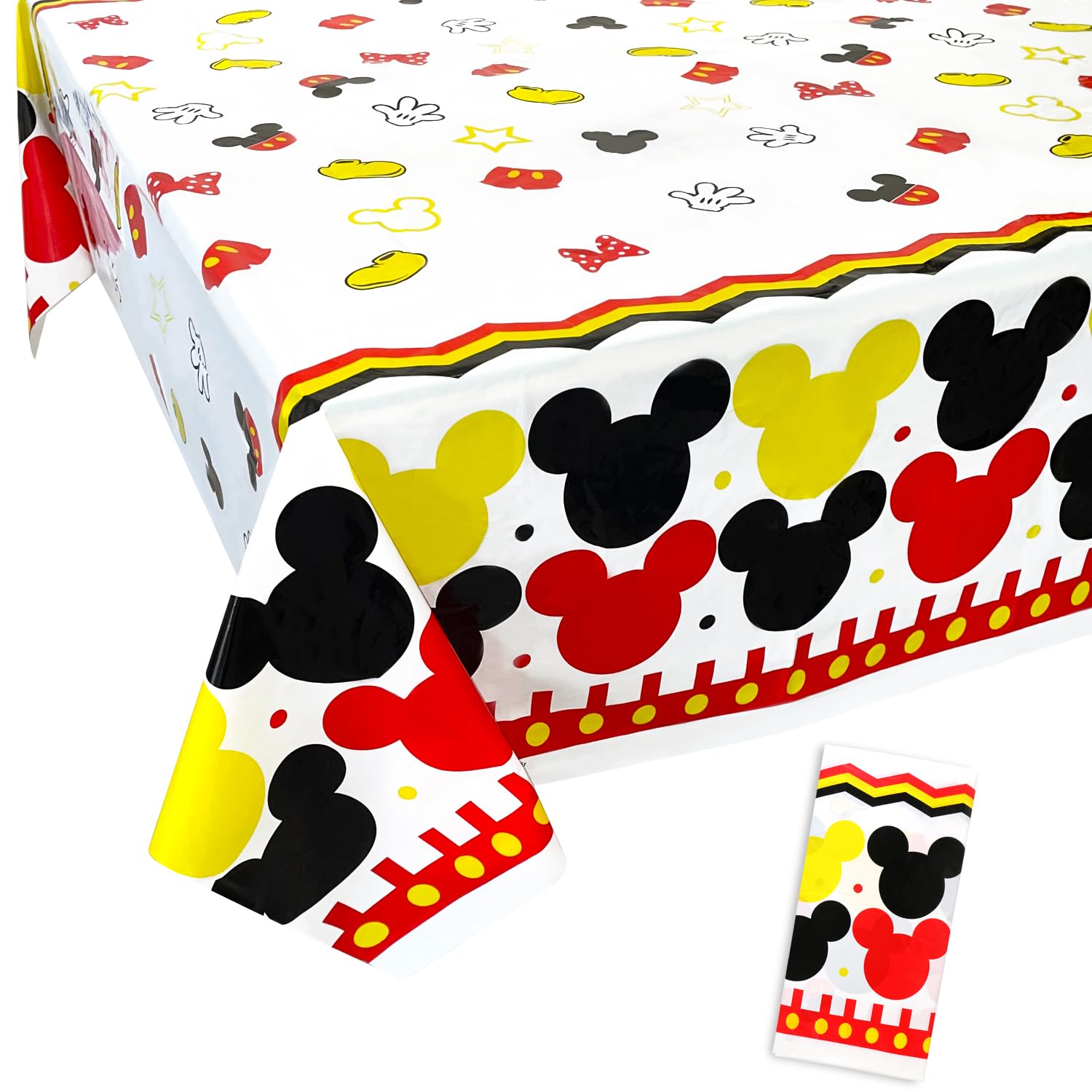 Mouse Head Tablecloth Birthday Party Supplies Disposable Plastic Mouse Rectangle Table Cover for Mouse Theme Party Decorations, 87X52in