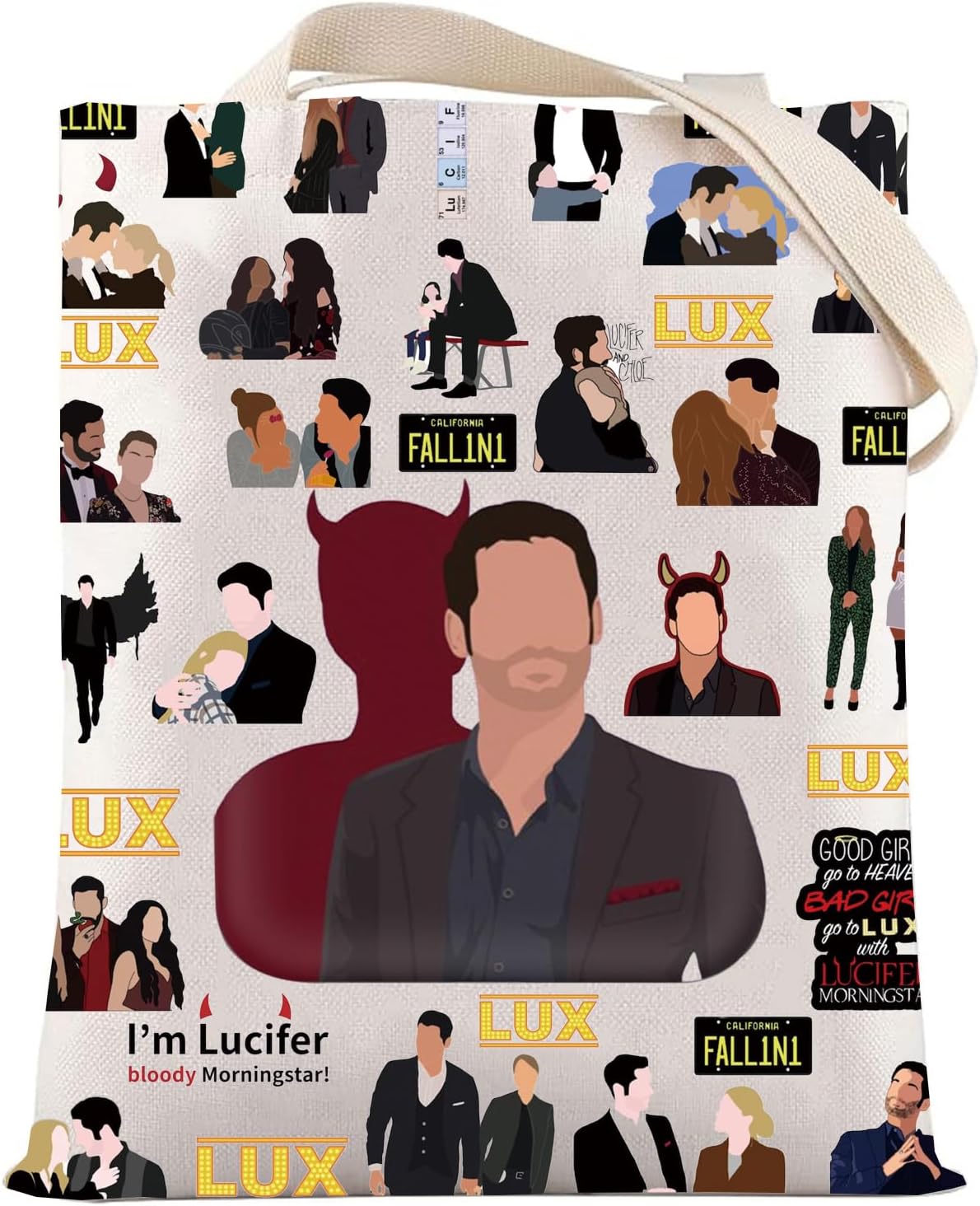 Lucifer Tote Bag Lucifer Morningstar Fans Gift Lucifer Lux Nightclub Shoulder Bag Lucifer Merchandise