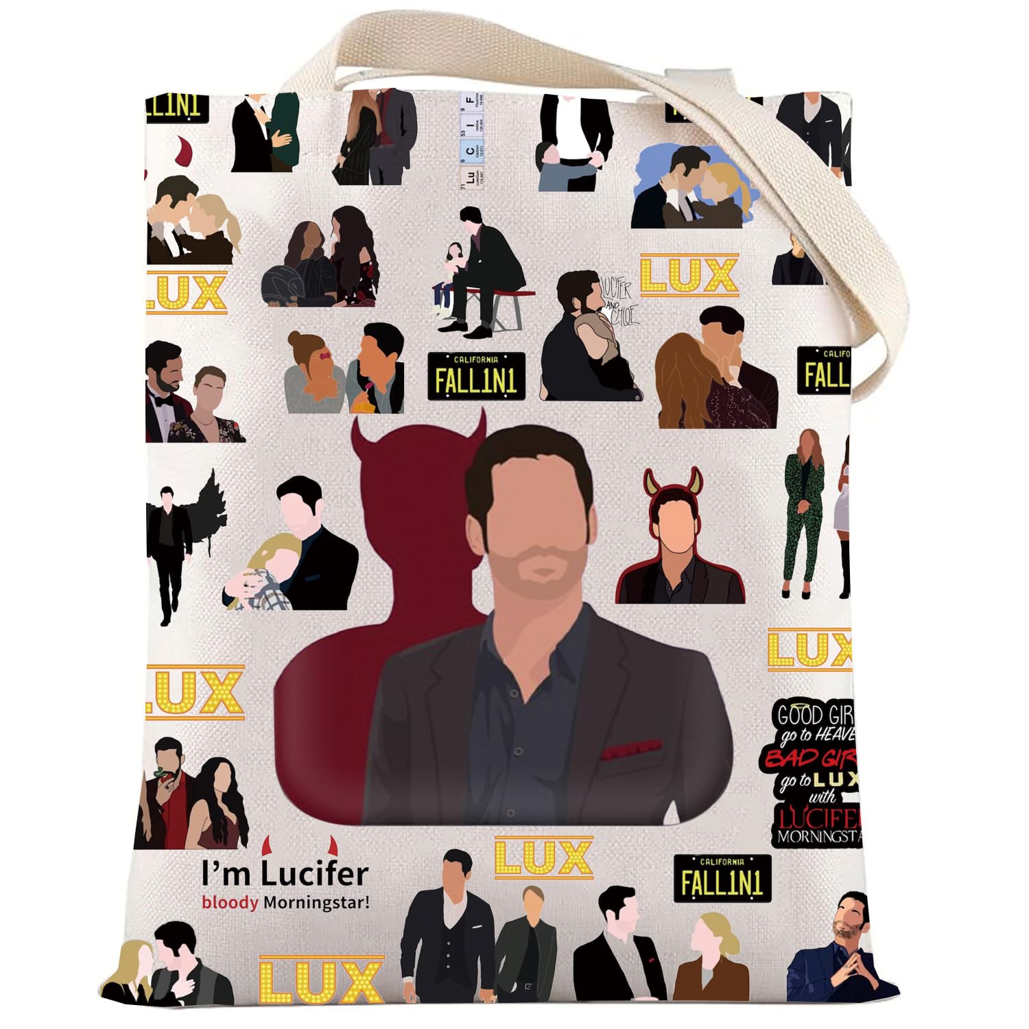Lucifer Tote Bag Lucifer Morningstar Fans Gift Lucifer Lux Nightclub Shoulder Bag Lucifer Merchandise