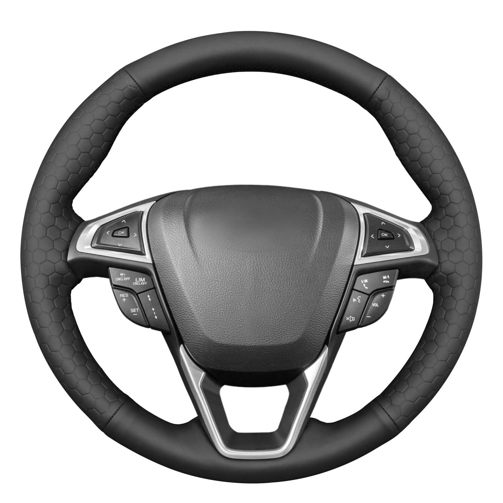 MEWANT Hand Stitch Car Steering Wheel Cover Wrap for Ford Edge 2015-2024 / Fusion 2013-2020 Steering Wheel Accessories for Ford