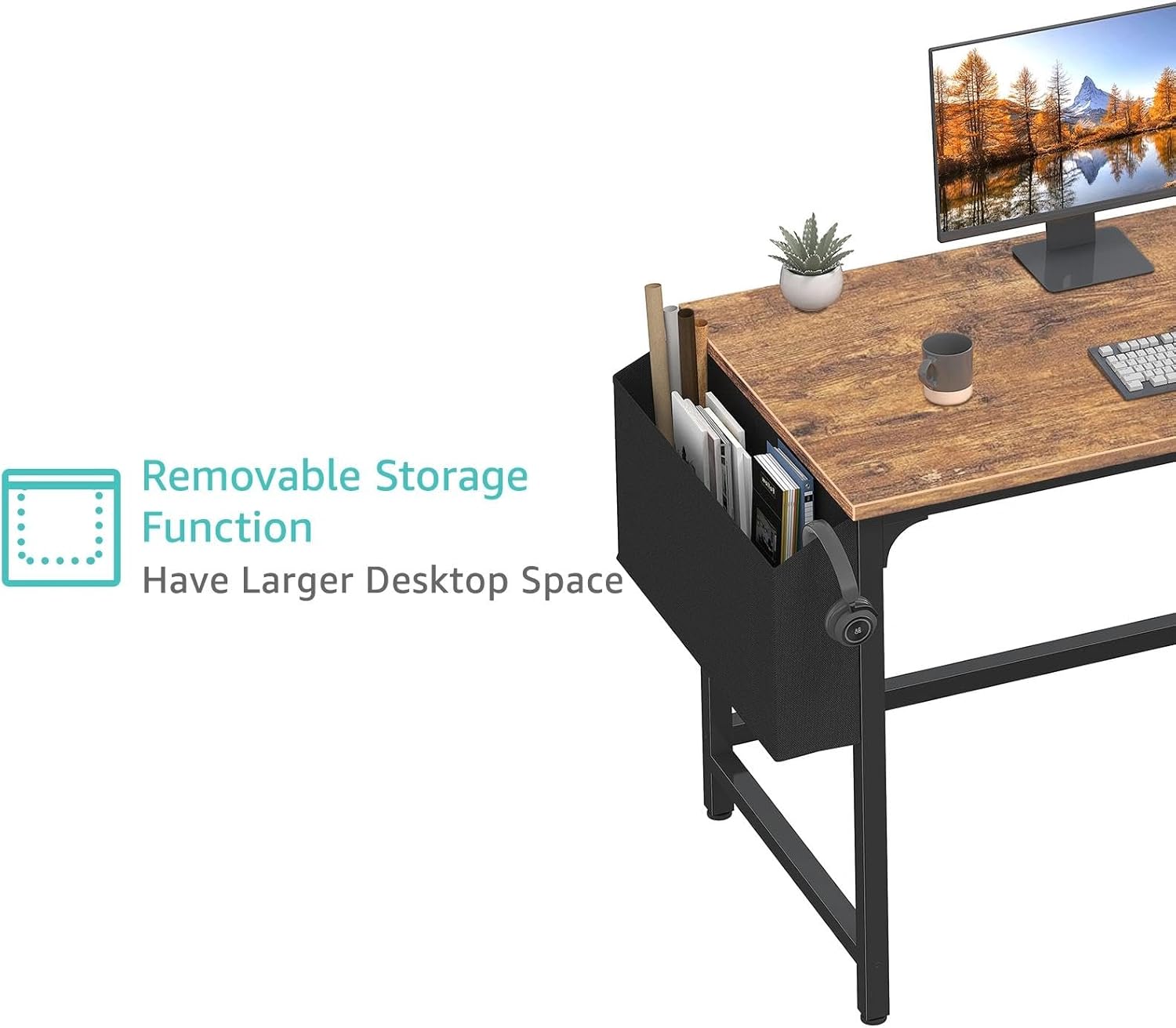 Lufeiya White Small Desk with Drawers - 40 Inch Computer Desk for Small Space Home Office, Modern Simple Study Writing Table PC Desks The Forest Stewardship Council - imagen 8