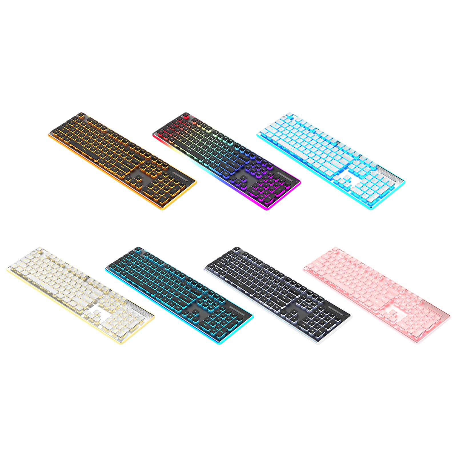 Tastiere da gioco Silenti Meccanici Connessione USB 104Key RGB Illuminato Impermeabile per Laptop Tastiere Colorate