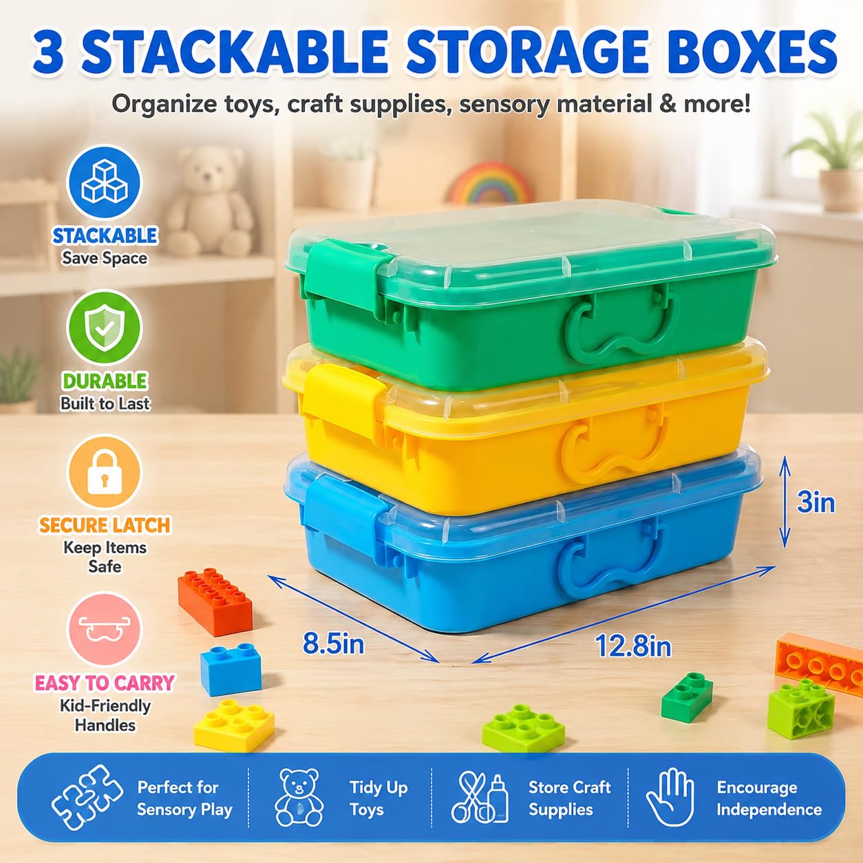 Toddler Sensory Bin Set - 3 Lidded Bins -3