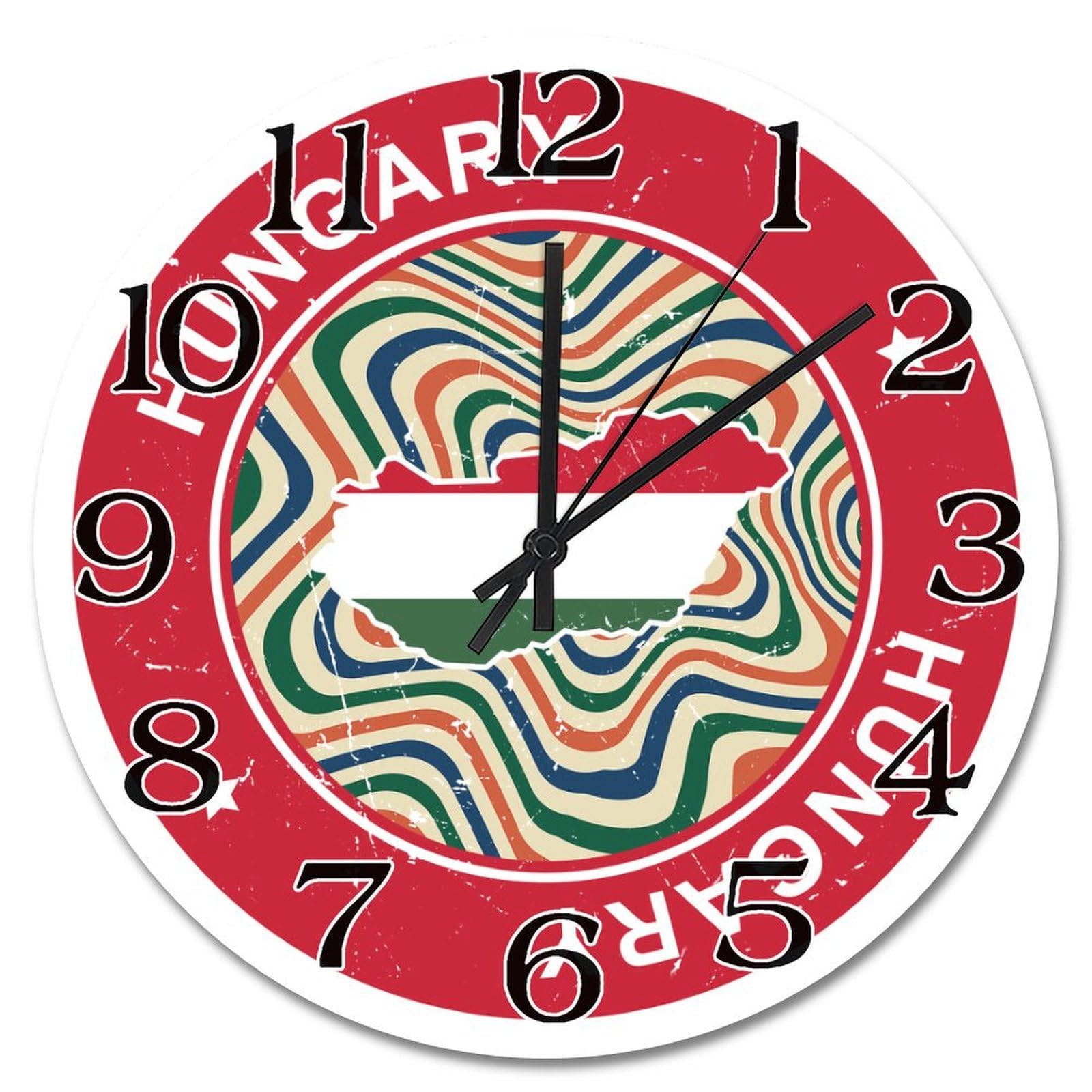 Horloge murale silencieuse 38cm motif Hongrie sans tic tac pour chambre