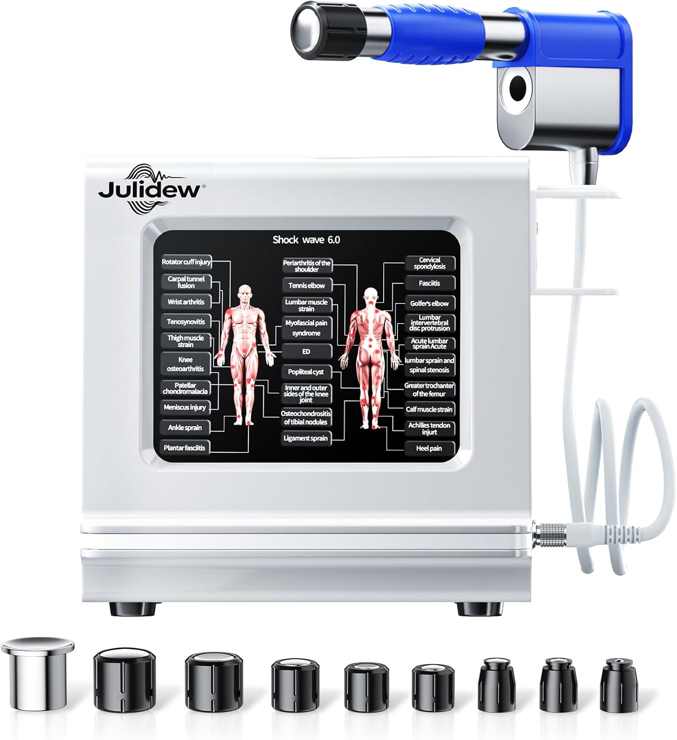 Shockwave Therapy Machine, 10 bar High-Energy ESWT Therapy Device for Chronic Pain in Plantar Fasciitis, Back, Shoulder| Non-Invasive Physical Therapy, 2 Year Protection + Lifetime Parts Replacement