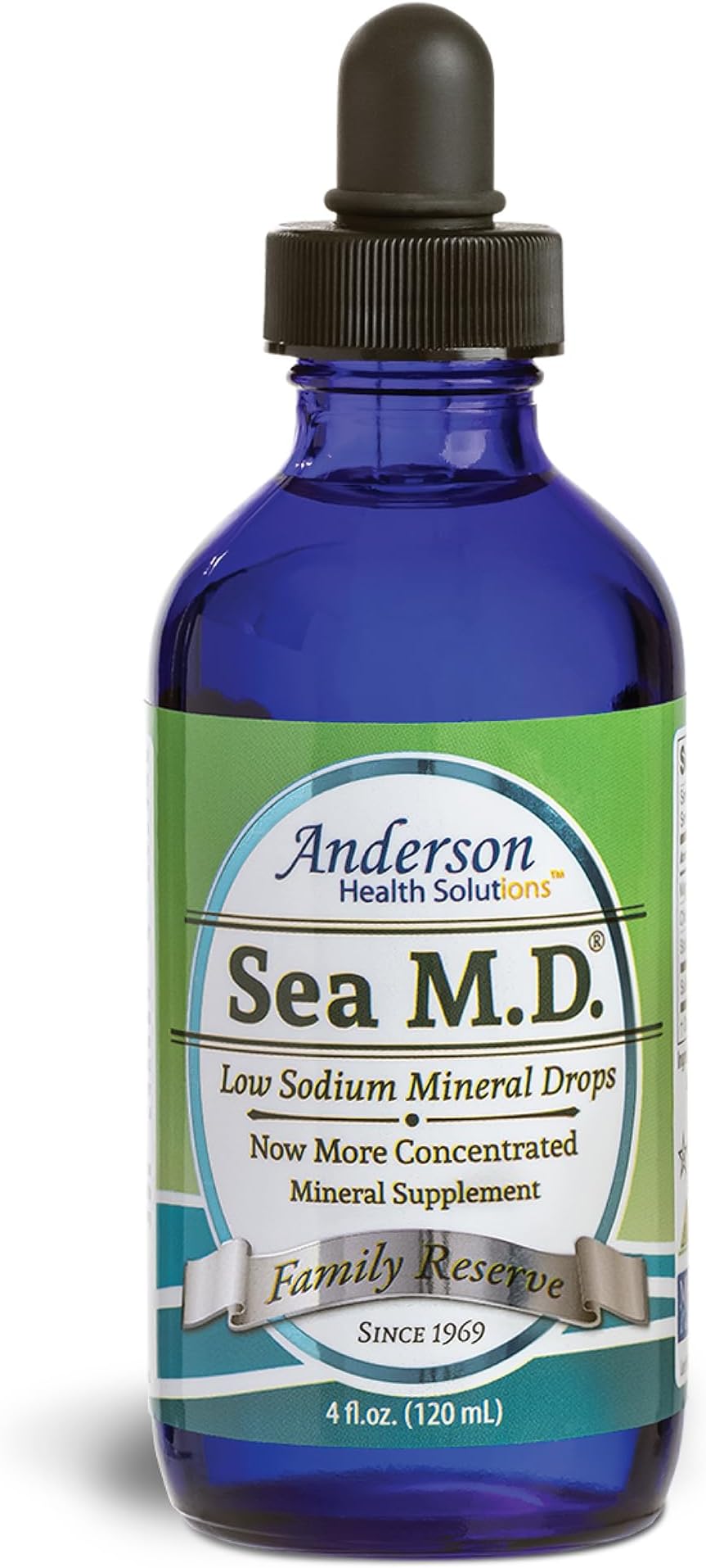 Anderson Sea M.D. Concentrated Trace Mineral Drops, 79 Trace Minerals with Magnesium, Sodium and Chloride Electrolytes - Supports Hydration, Energy, Muscles and Bone Health - 4 Fl Oz, 60 Servings