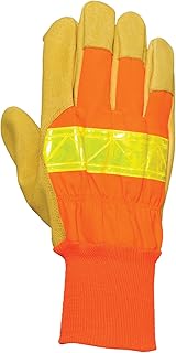 Bellingham C5570IL Knit Wrist Leather Palm Construction Gloves 40-Gram Thinsulate Insulation 3M Reflective Strip High-Visibility Orange, Large