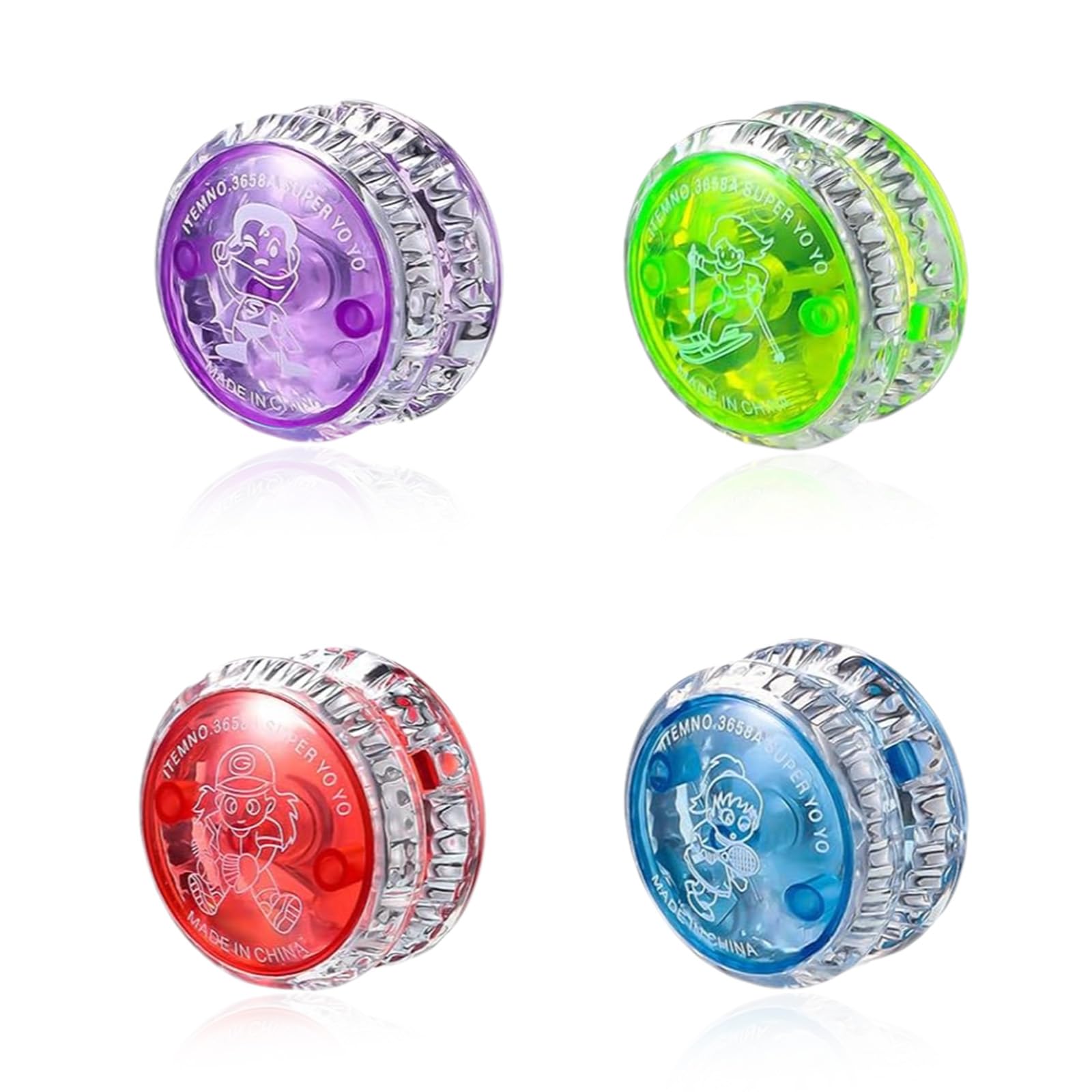 Yoyo Lumineux 4 Pièces Yoyo Enfant Jouet Yo-Yo Led Yo-Yo avec Lumière Plastique pour Goodies de Fête, Cadeaux d'Anniversaire, Célébrations