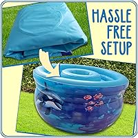 Vista 7 de SplashEZ Mesa de agua para bebés, mesa de agua para exteriores, juego de actividades inflables para niños pequeños con poste de juego de pesca