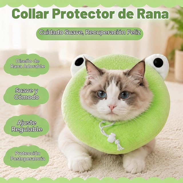 Foto 4 de 6 de Collar Protector Ajustable,Collarin Gato,para Gatos y Perros Pequeños,Collar Suave para Recuperación…