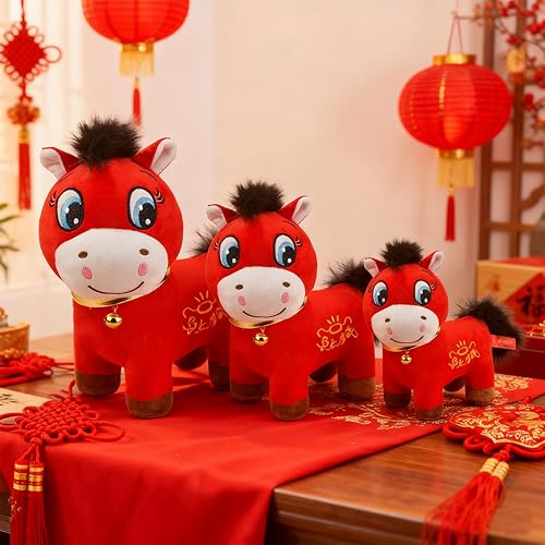 Miniatura 4 de Peluche de Año Nuevo Chino del Caballo 2026, ideal para decoración del hogar, mascota de recuerdo para adornos de automóvil, hogar, oficina, tienda,