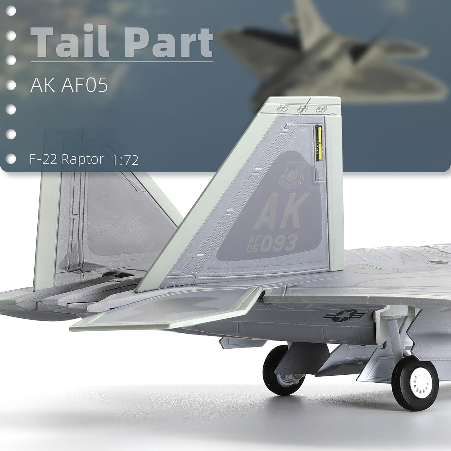 NUOTIE USA F-22 Raptor Fighter Attack Pre-Build Model 1:72 Aircraft Alloy Diecast Airplane Military Display Model Aircraft for Collection or Gift (AK 093)