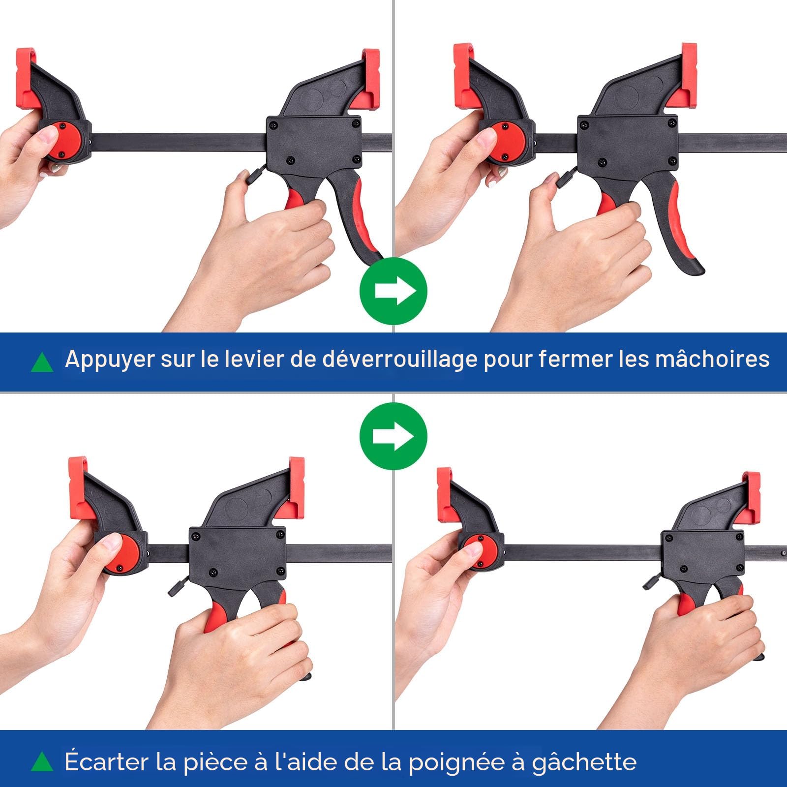 Spurtar Lot de 6 Serre Joint Menuisier 150 MM 300 MM - Serre Joint Rapide Libération Rapide