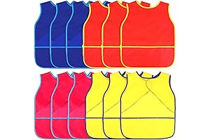 12-Pack Colorful Kids Paint Smocks for Little Artists (Ages 3-8)
