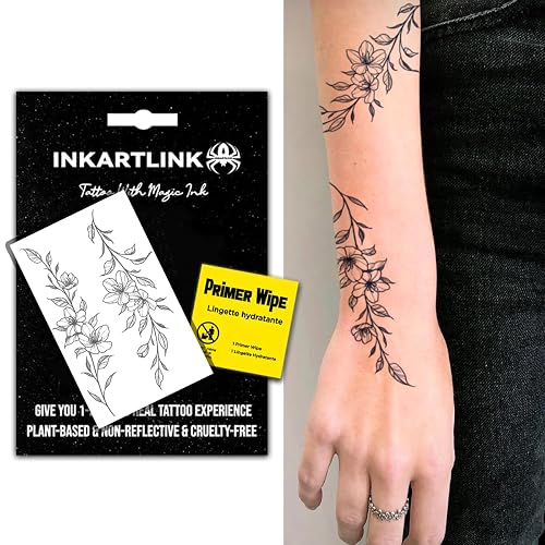 INKARTLINK Flower 17 Temporary Tattoos, Realistic Waterproof | Semi Permanent