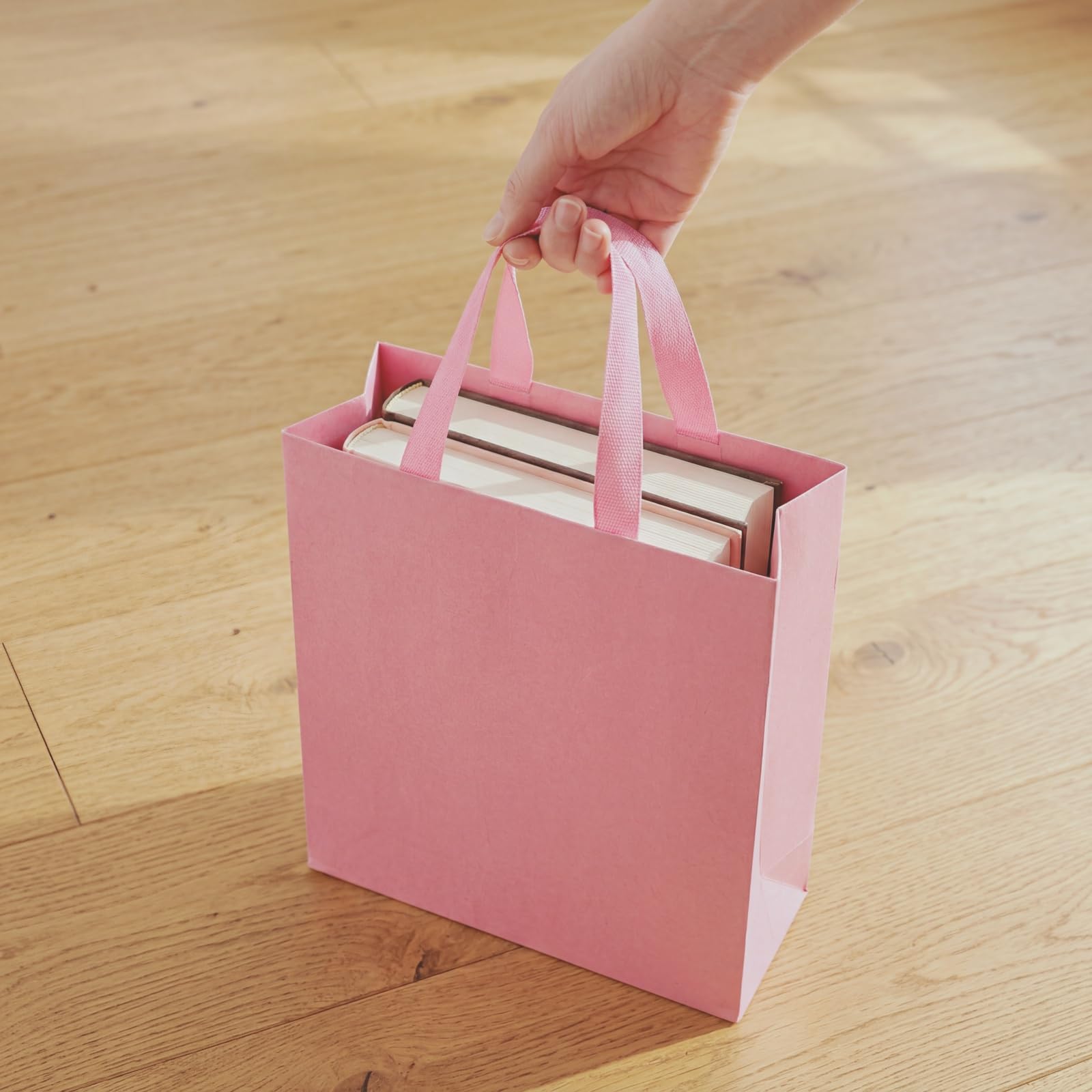 Lyellfe 30 Pack Pink Gift Bags, Heavy Duty Kraft Paper Bag with Handle Bulk, Recycled Water-proof Shopping Bags, Assoorted Merchandise Retail Bags for Birthday, Wedding, Party, S, M, L