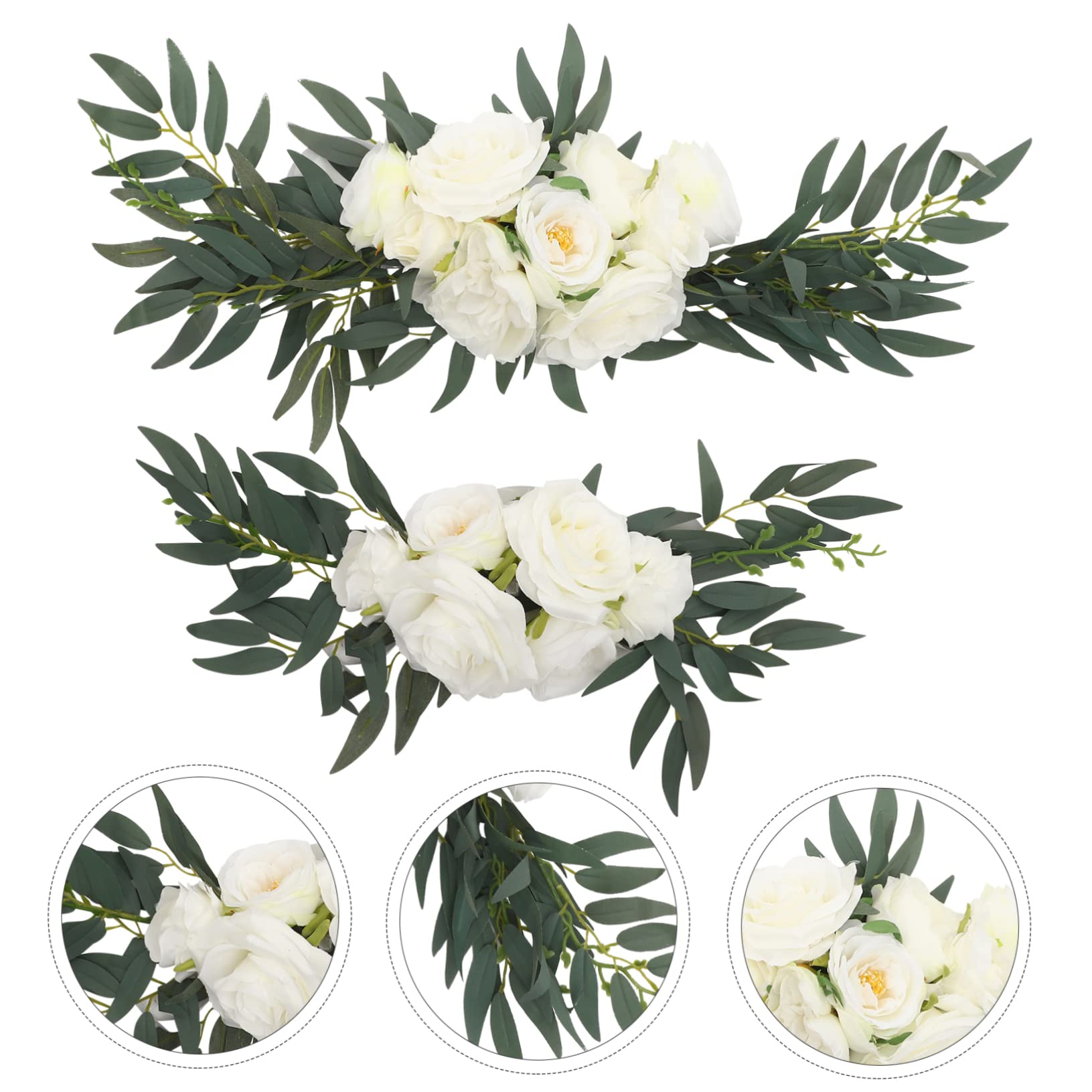 2er Satz Kunstblumen Swag Hochzeit Deko Blumengestecke Künstlich Traubogen Willkommensschild Blumendekor