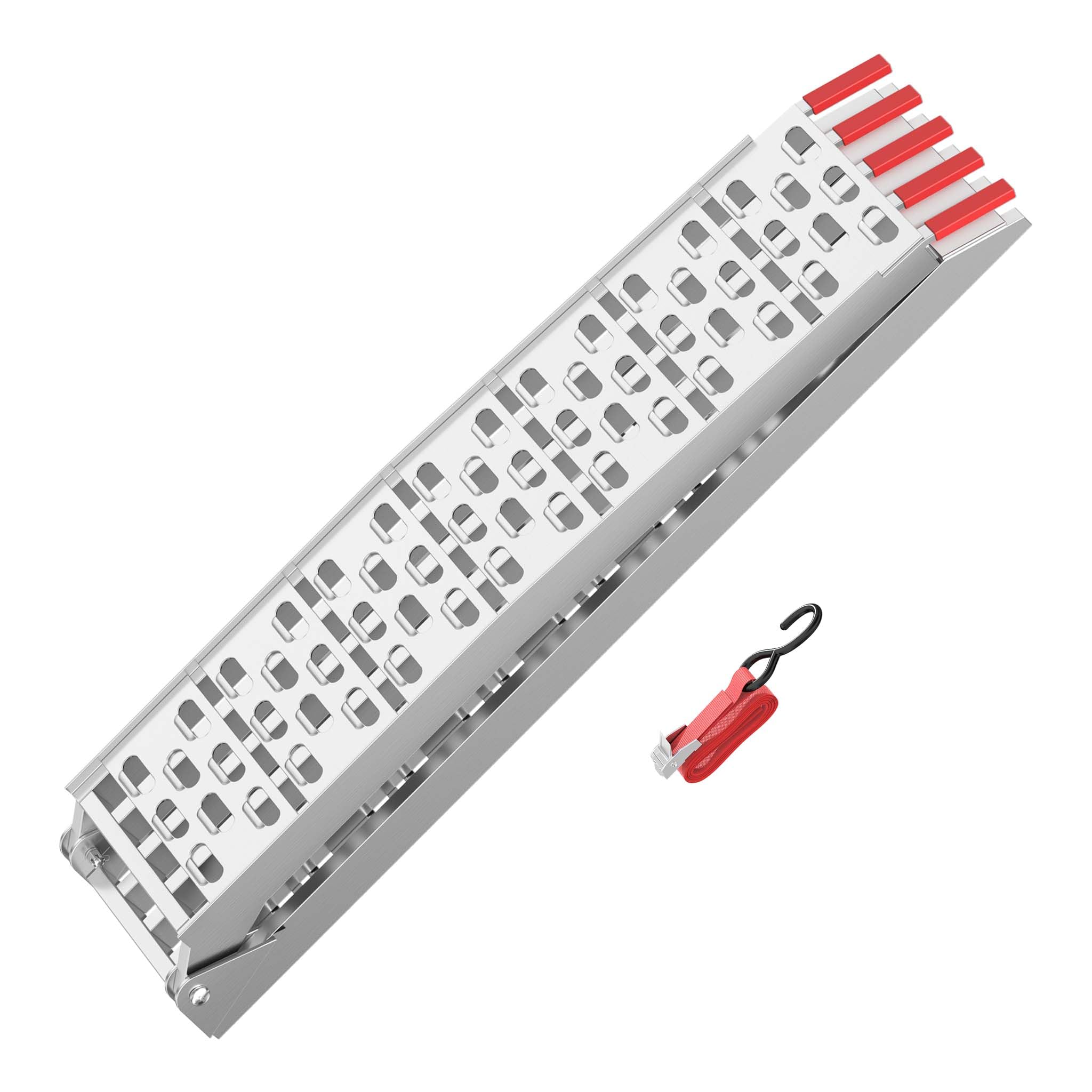 Wiltec Auffahrrampe 226 cm 410 kg für ATV Quad Motorrad, Aluminium Auffahrschiene faltbar, Verladerampe rutschsicher