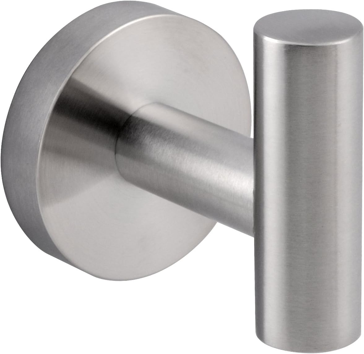 Woooow Modern 304 Stainless Steel Single Prong Round, Wall Robe Hook Brushed Nickel, 1-Pack