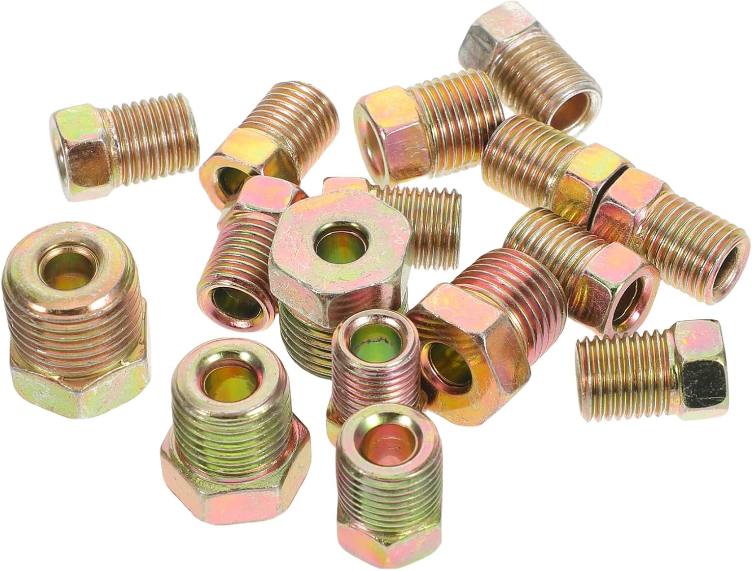 HEMOTON Brass Automotive Brake Hose Fittings 12pcs Compression Tube Connectors Kit for Car and Motorcycle Brake Line Repair and Replacement