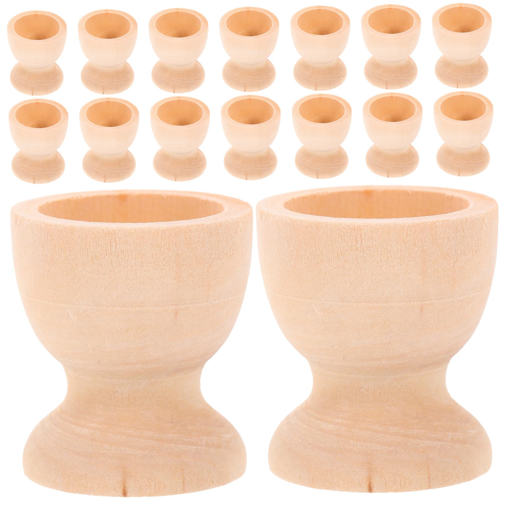 IWOWHERO 16pcs DIY Drawing Toy Easter DIY Craft Decor Wood Graffiti Egg Cup Holder Wood Egg Cup
