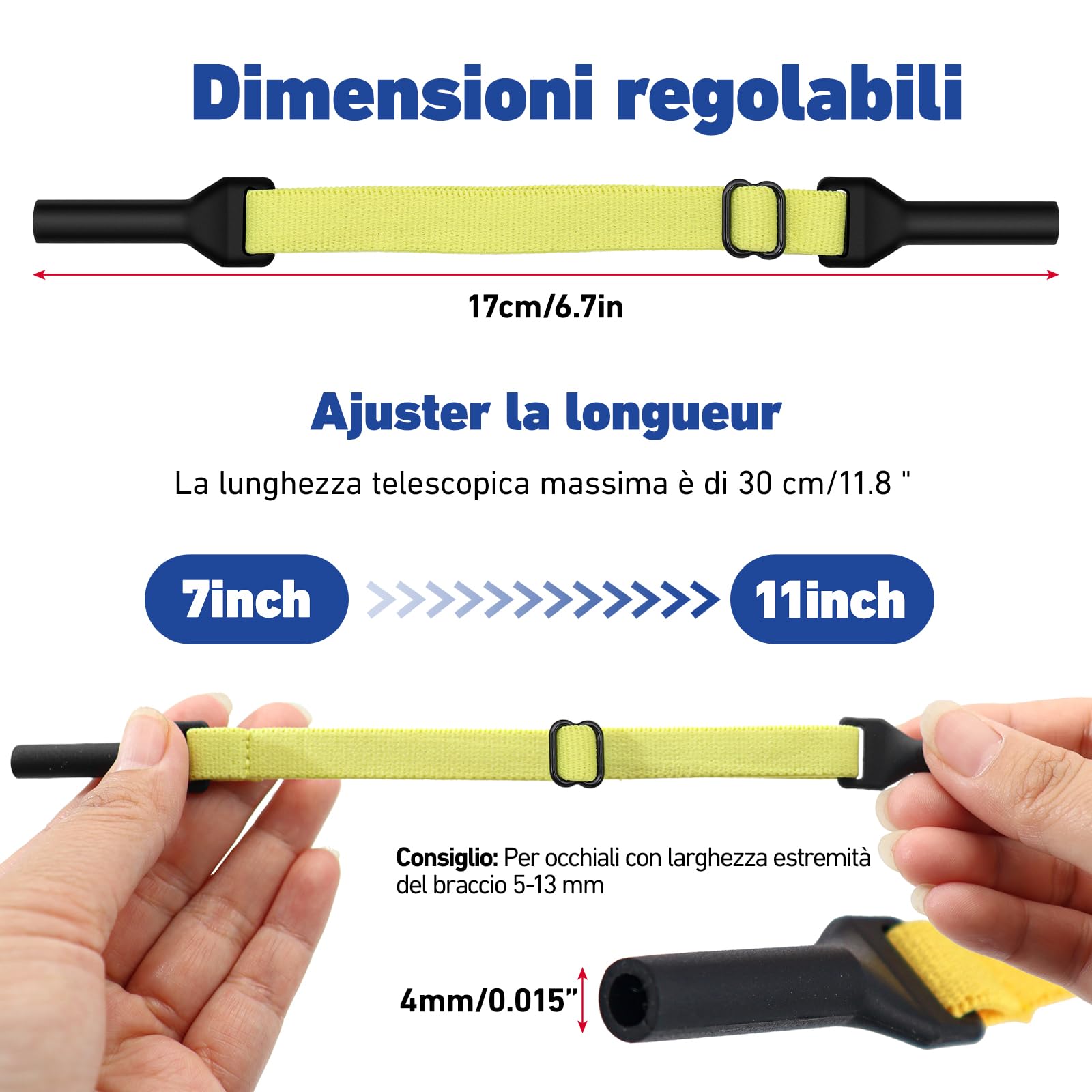 XIANGLONGY 8 Pezzi Elastico per Occhiali, Elastico Regolabile per Occhiali Bambini, Antiscivolo, per lo Sport di Bambini e Bambine (8 Colori)