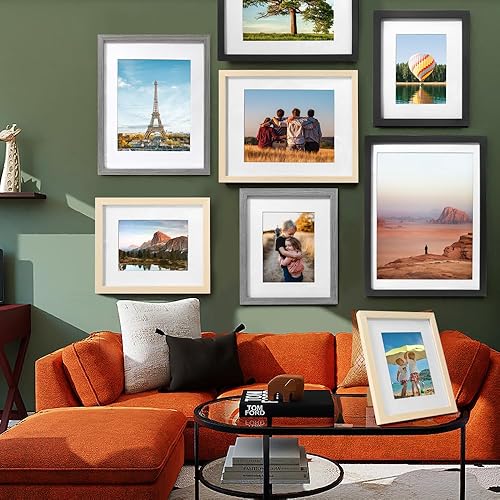 Miniatura 7 de Kilarero Juego de 6 portarretratos de 8 x 10, hechos de madera maciza cubierta por plexiglás de 5 x 7 pulgadas con paspartú o de 8 x 10 pulgadas sin