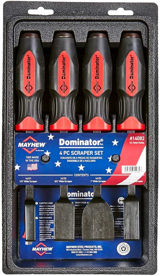 Mayhew 14082 Dominator Straight Scrapers, 4Piece Set