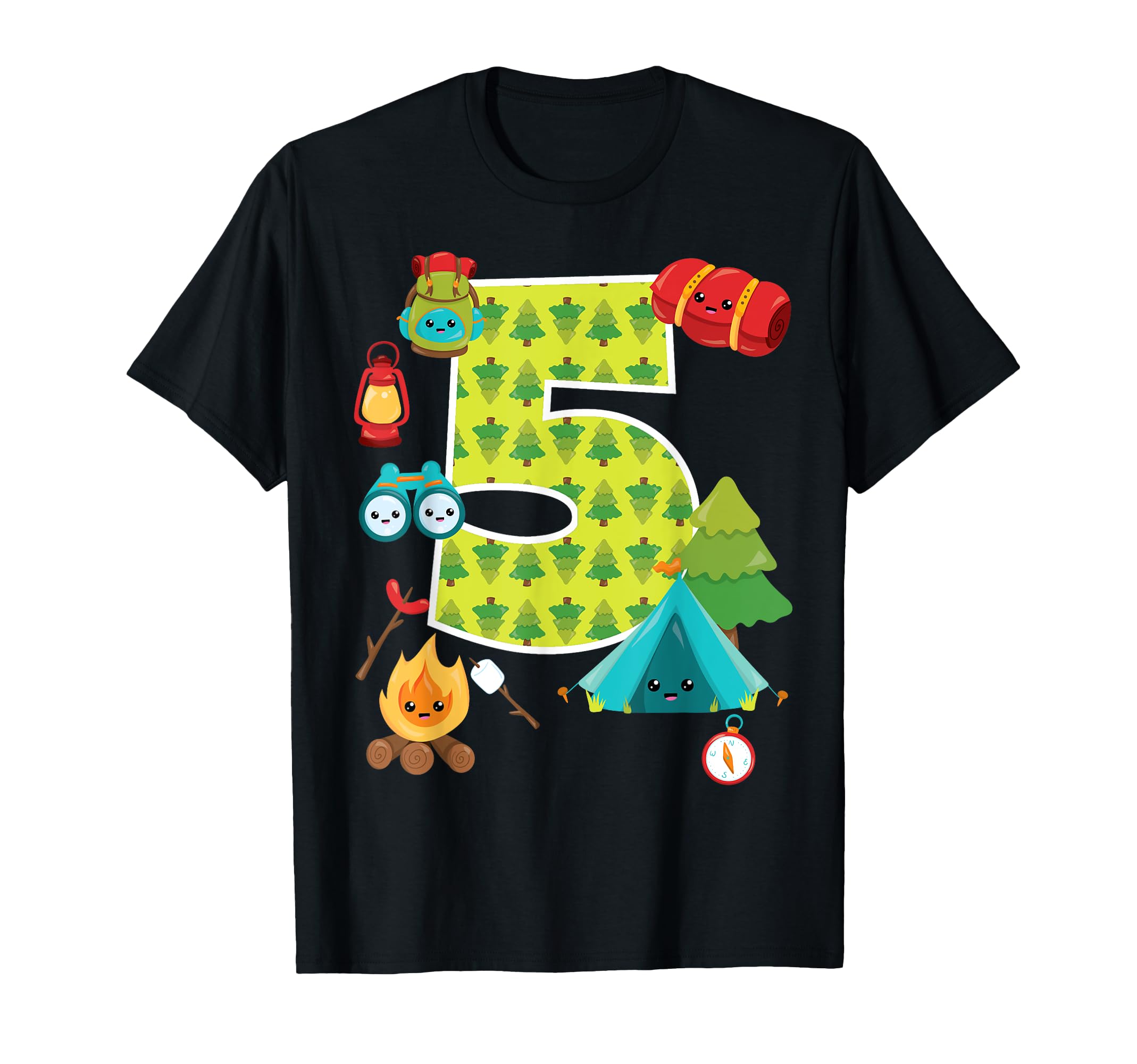 Camping Backyard Sleepover 5 Year Old 5th Birthday Party T-Shirt
