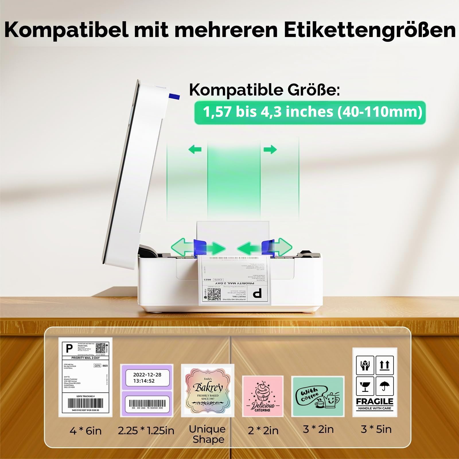 SVANTTO Versandetiketten-Drucker, DHL-Etikettendrucker, Thermodrucker, Label Printer für Shopify, Etsy, kompatibel mit UPS, DPD und GLS