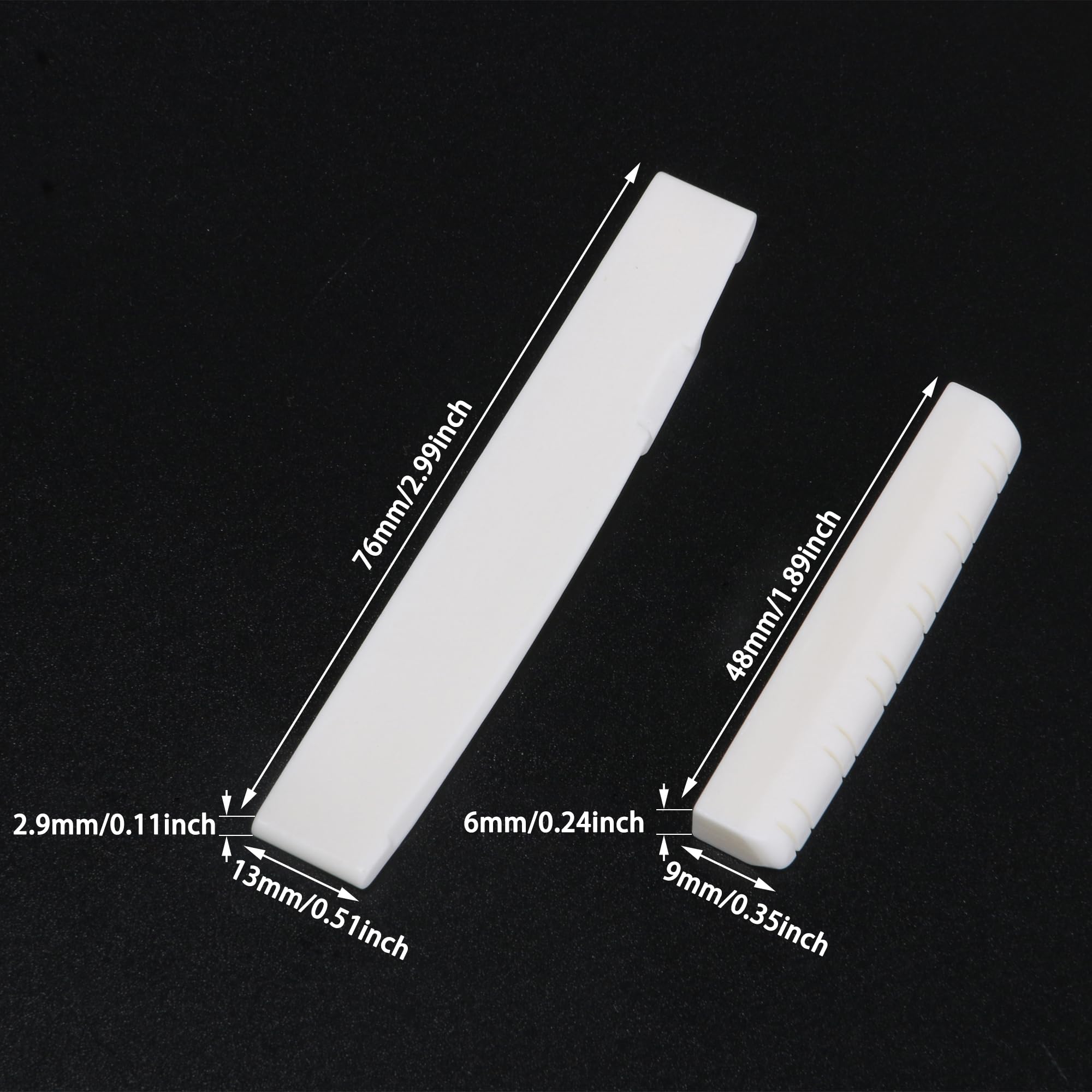 Sillet De Tête + Sillet De Chevalet + 6 Chevilles Pour Guitare Acoustique - Noir - 6