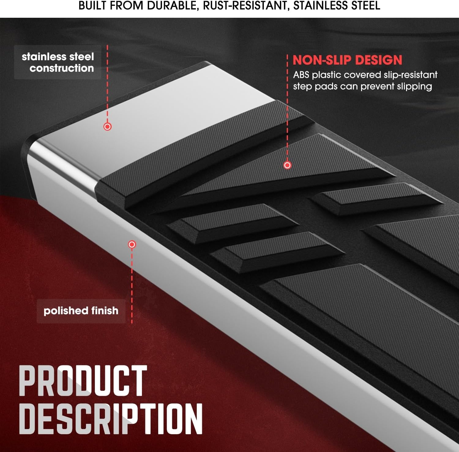 DNA Motoring 6.5" Flat Running Boards Side Step Nerf Rails Bars Compatible with 2005-2012 Nissan Pathfinder, STEPB-U-PF05-T1