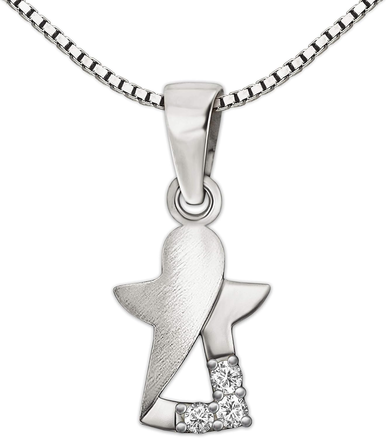 Clever Schmuck set, silver pendant, mini angel 11 mm inner open