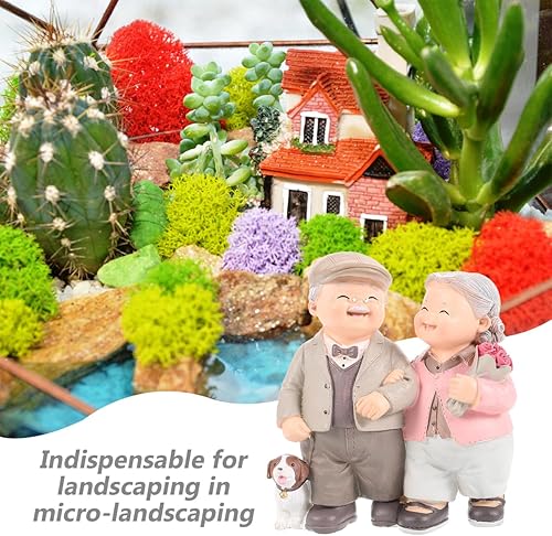 Miniatura 2 de PRETYZOOM Figuras románticas para parejas de ancianos, adornos de escritorio para boda, aniversario, cumpleaños, decoración del hogar, 5.11 x 4.92 x
