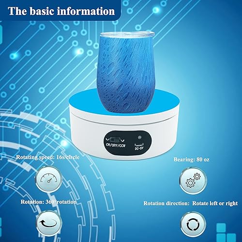 Miniatura 7 de Riomh Turner - Soporte de exhibición para vaso de purpurina epoxi giratorio automático de silencio de 360 grados suministros giratorios brillantes