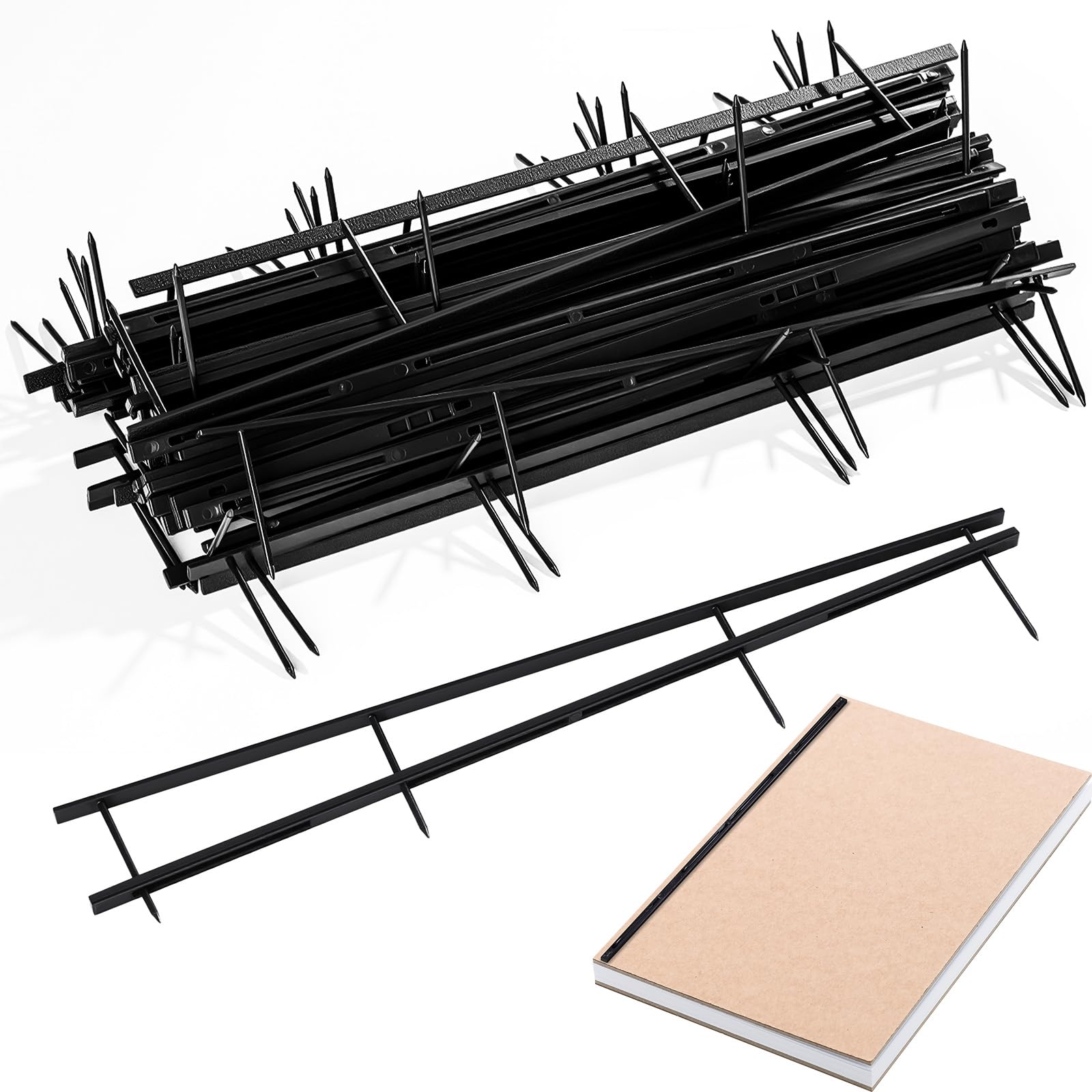Marspark 50 Packs Binding Spines Reclosable 11'' Long 1.7" Depth 4 Pin Spines Binder Combs 150 Sheet Capacity Binding Strips, Black