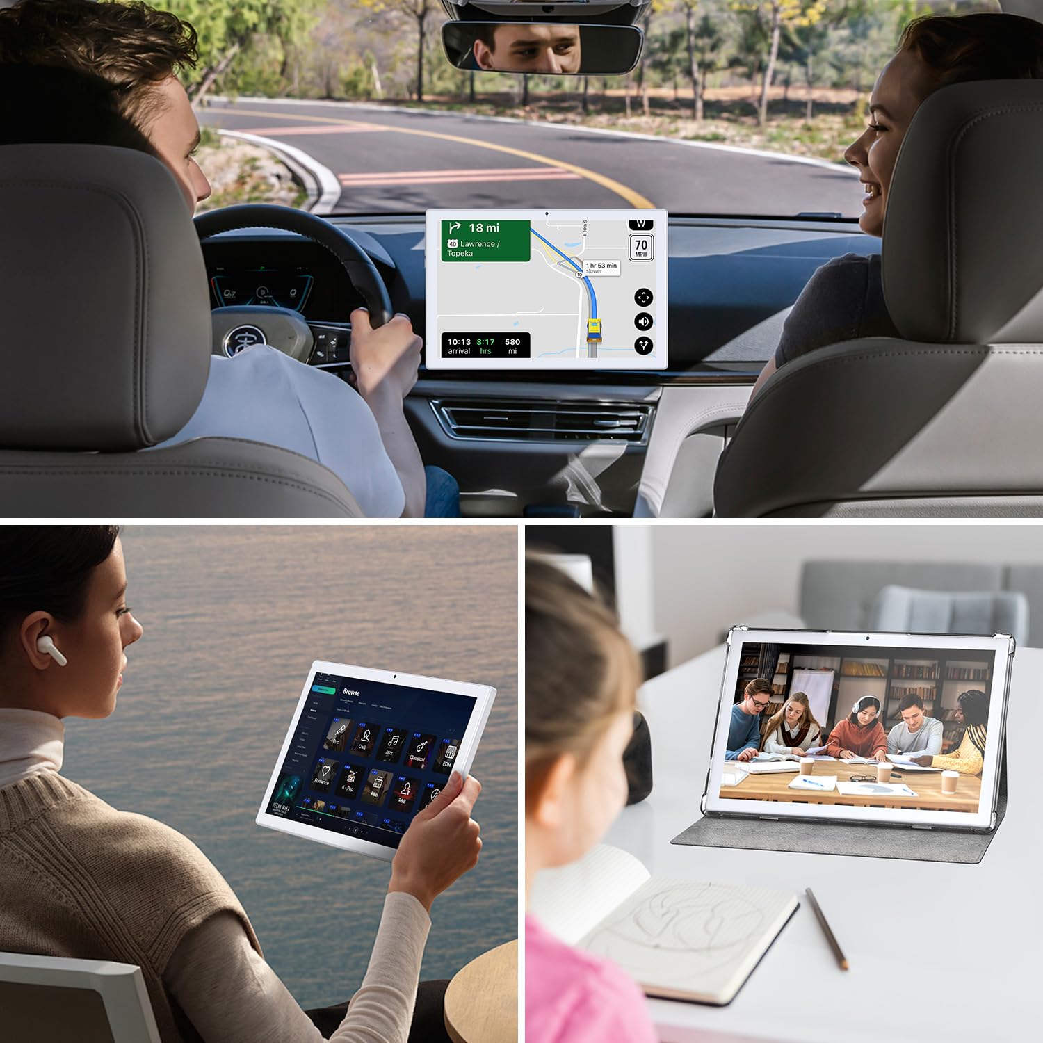 ZONKO Android 14 Tablet 10 pollici 3 in 1 Tablet con tastiera mouse penna, 256 GB TF 64 GB ROM Octa core, WiFi 6 & Bluetooth 5.0 | Certificazione Google GMS Widevine L1 | 7000 mAh |13 MP | Tablet PC
