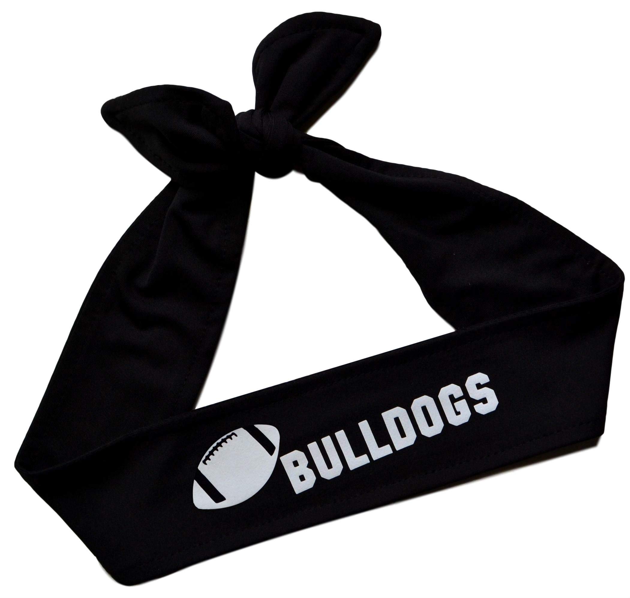 Funny Girl Designs Personalized Football Tie Back Headband with Custom Vinyl Text - Your School Name and Colors - Homecoming Headband