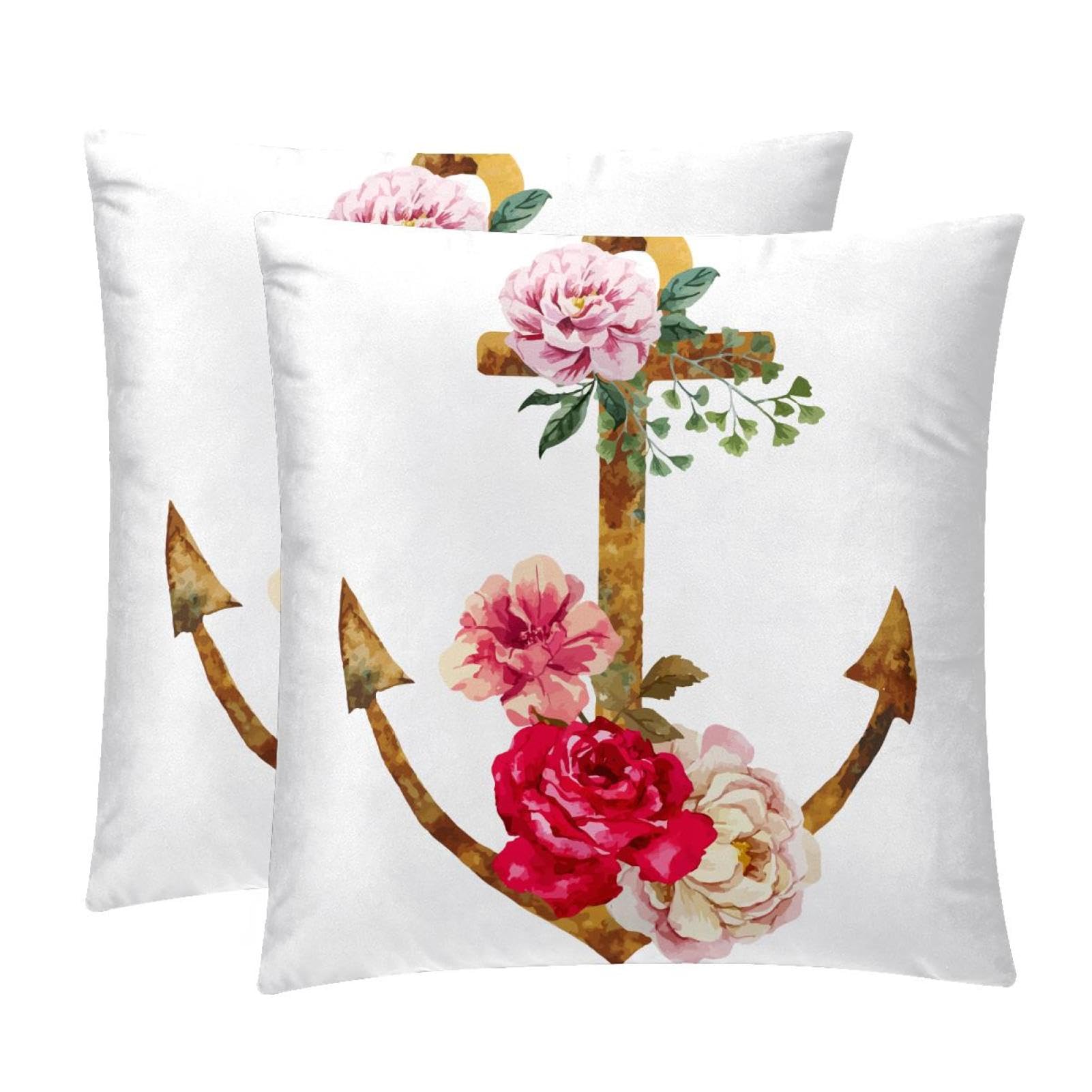 TDGKPZ Floral Sailing Throw Pillow Covers 2 Pack Cushion Cases Decorative Pillow Cases Home Decor 45x45cm